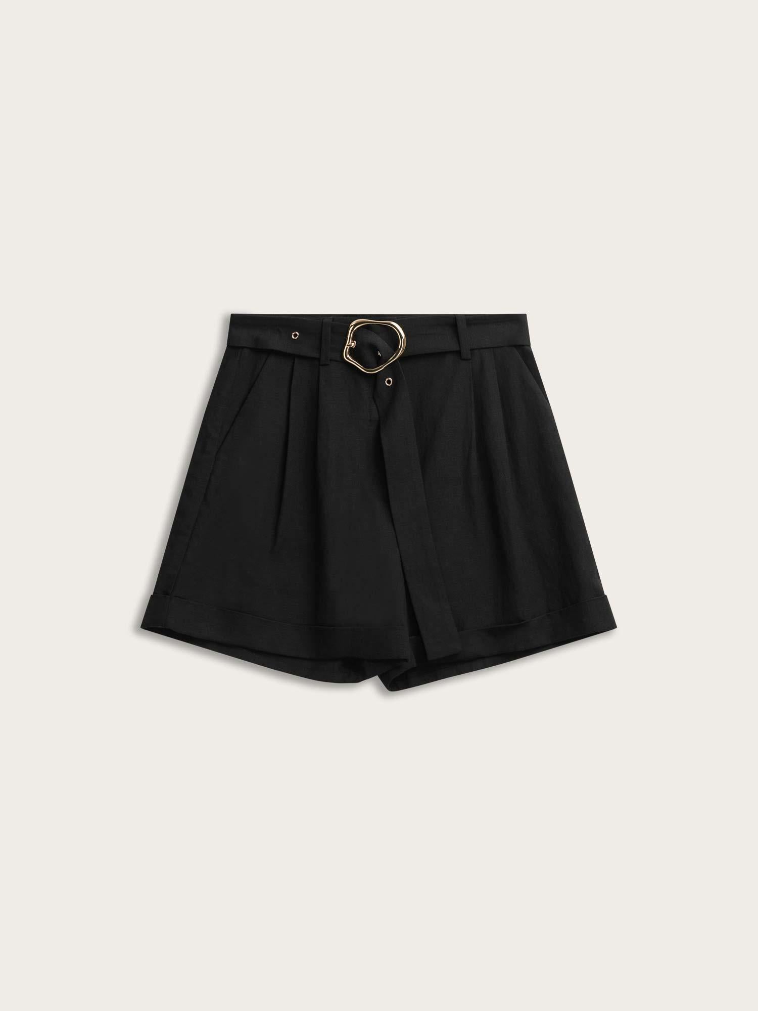 Zephyr Linen Shorts - Black