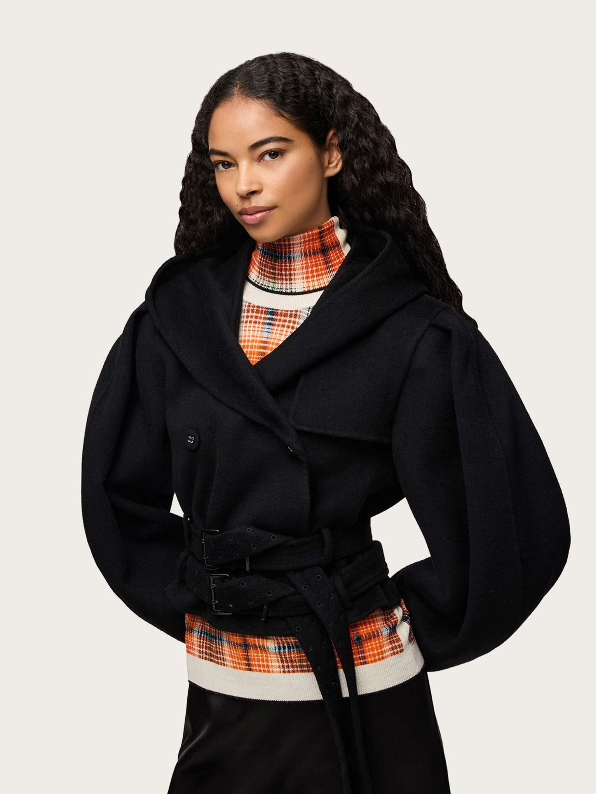 Splittable Wool Hooded Jacket - Black