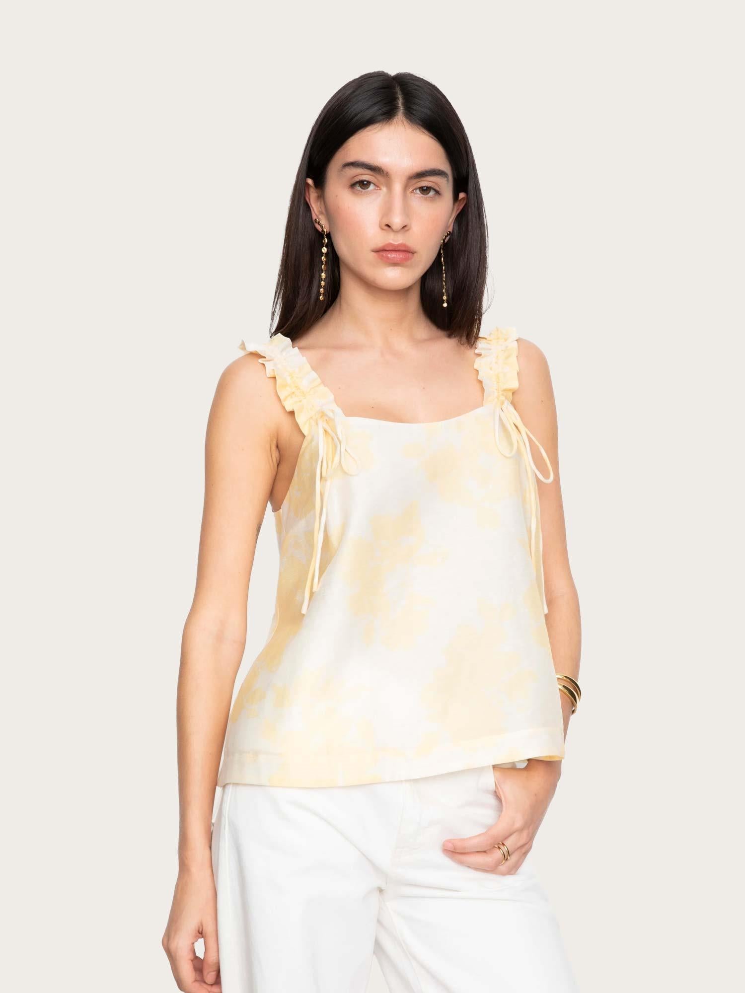Zoe Top - Yellow Floral Print