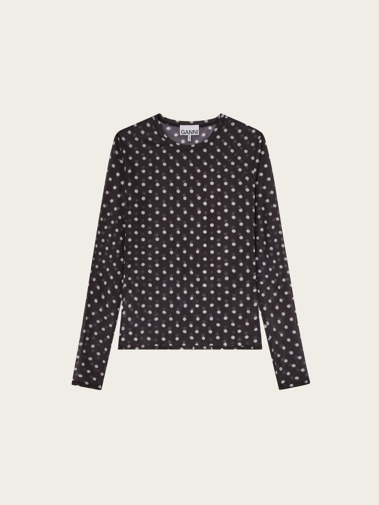 Printed Sheer Jersey Longsleeve - Black