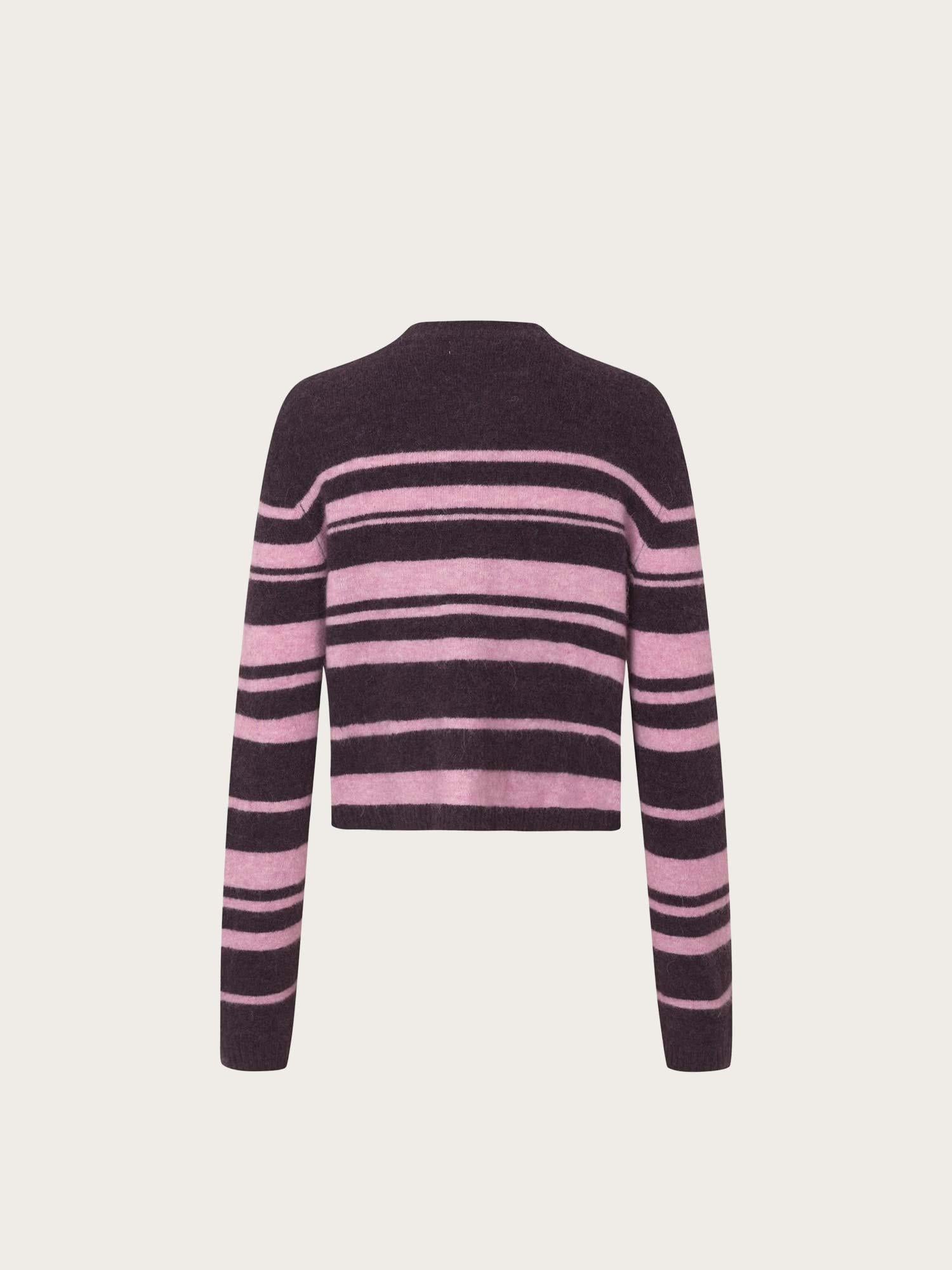 Enada LS Relaxed Cardigan st - Begonia Stripe