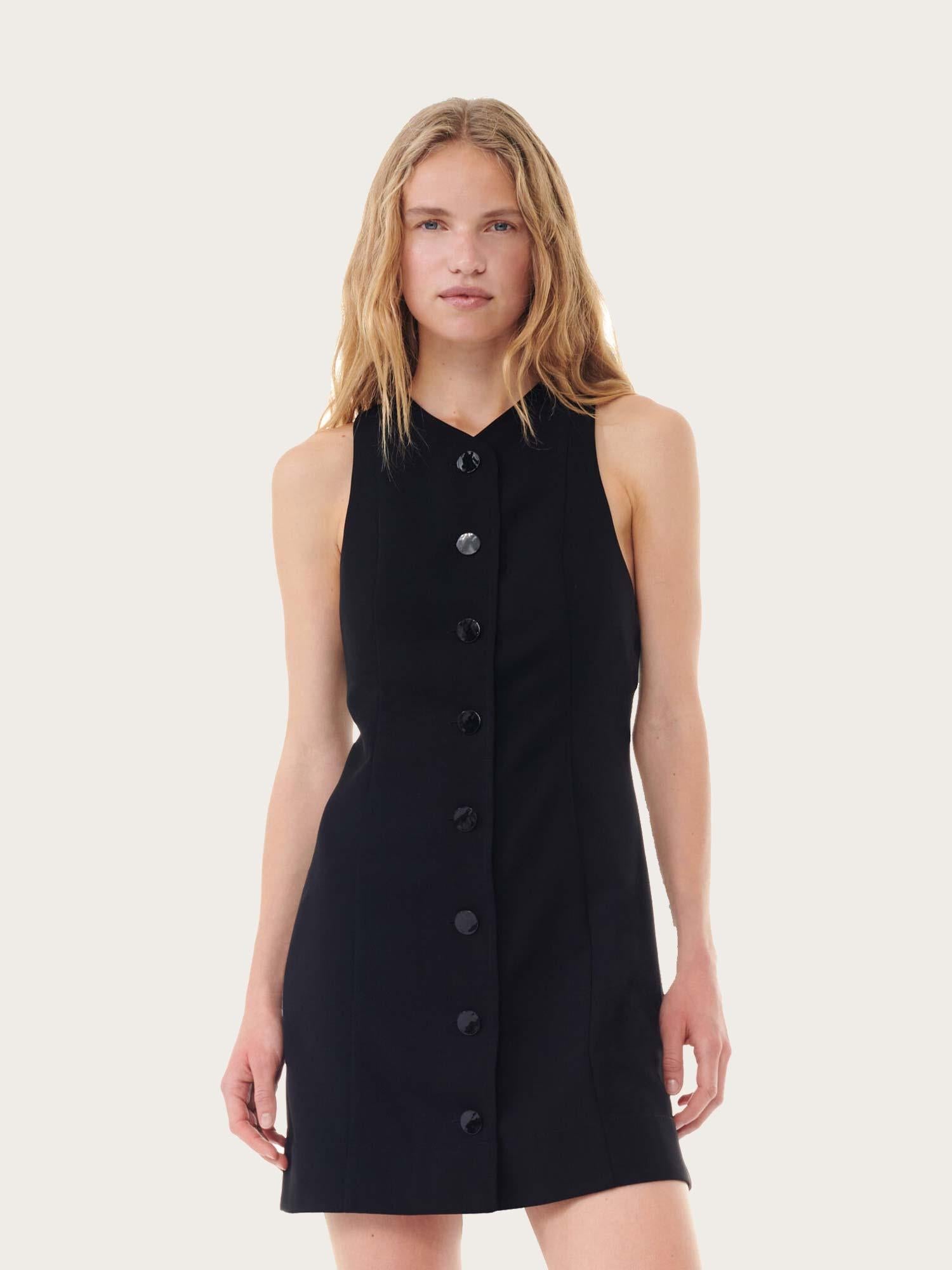 Light Twill Suiting Mini Dress - Black