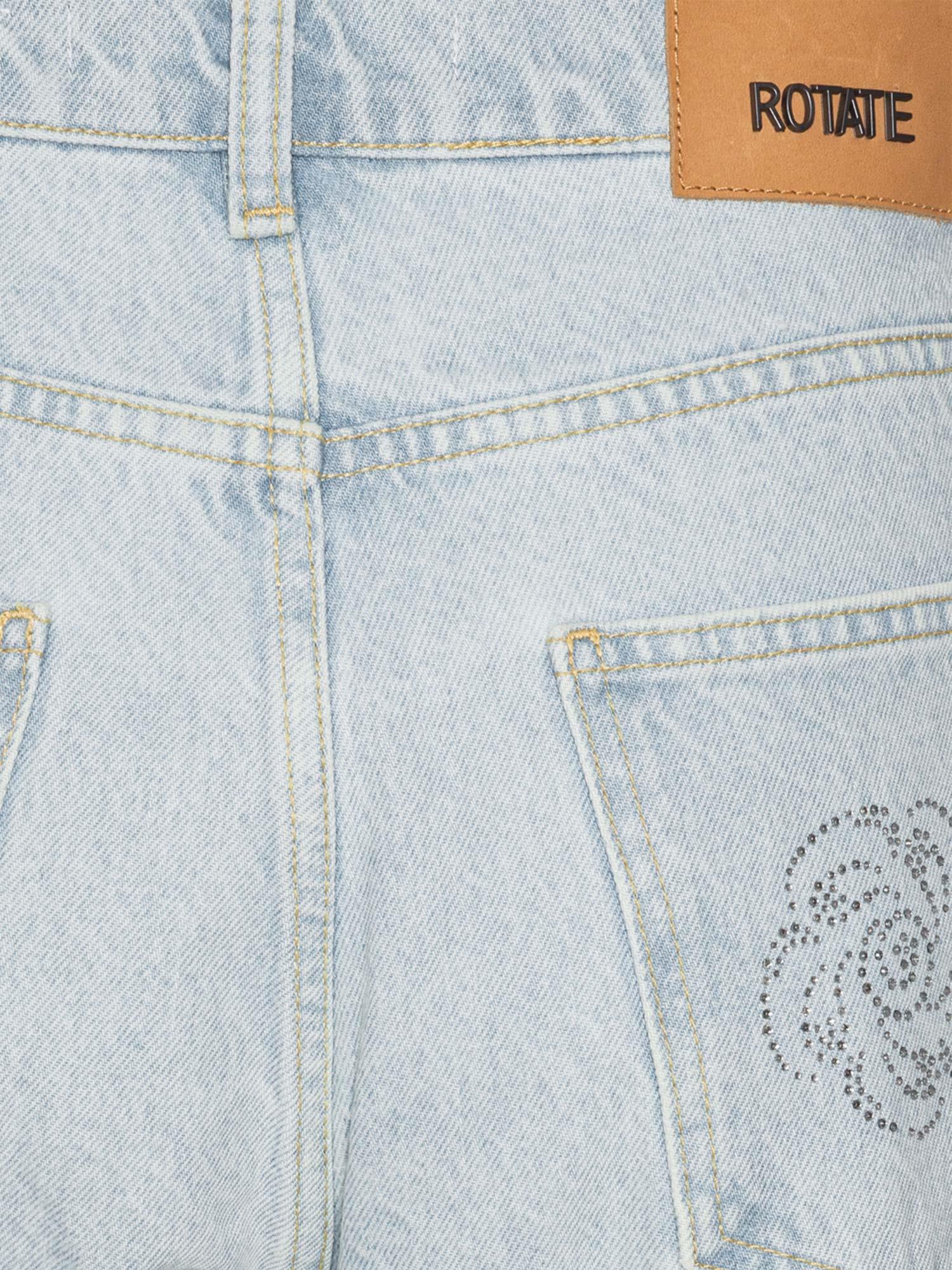 Washed Twill Stud Jeans - Light Blue Denim