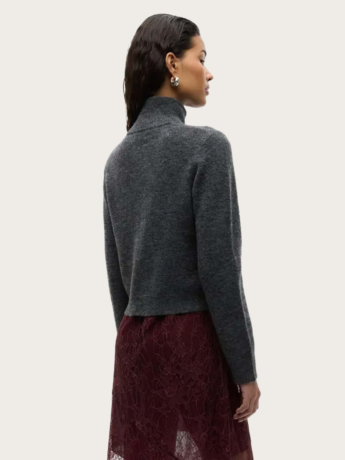 Enbessie Ls Cardigan - Dark Grey Mel.