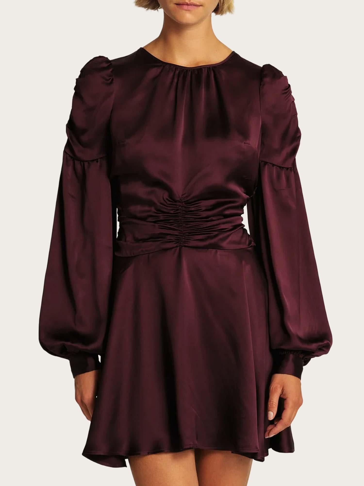 Satin Mini Dress - Burgundy