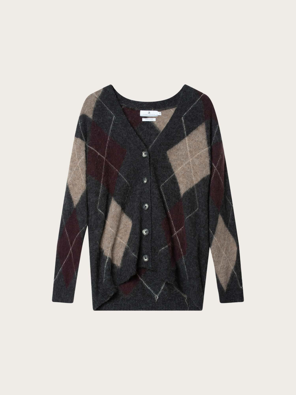 Arabella Argyle Cardigan - Charcoal Combo