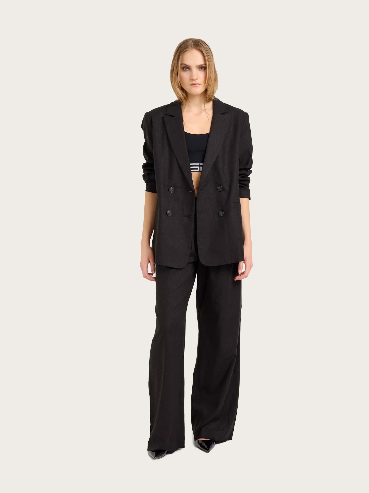 ElarahGZ Linen Blazer - Black