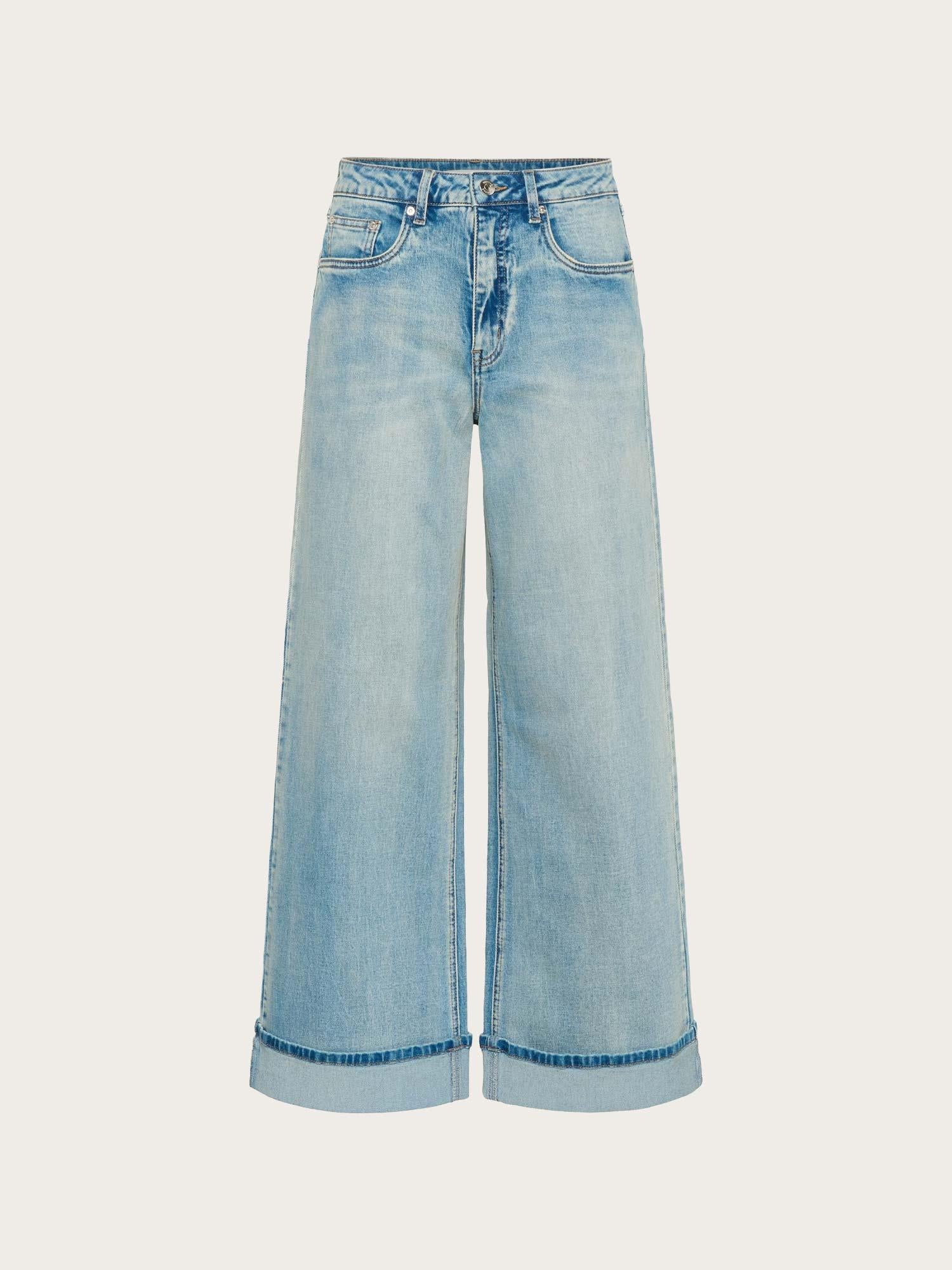 Sara HW Wide Jeans - Washed Blue