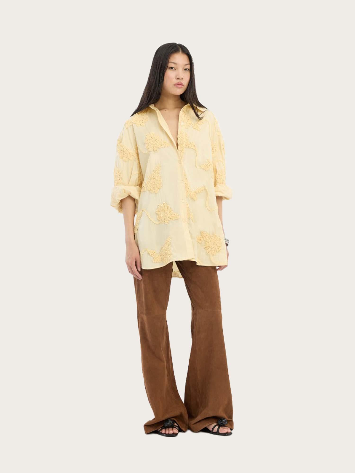 Flower Oversized Shirt - Italian Straw