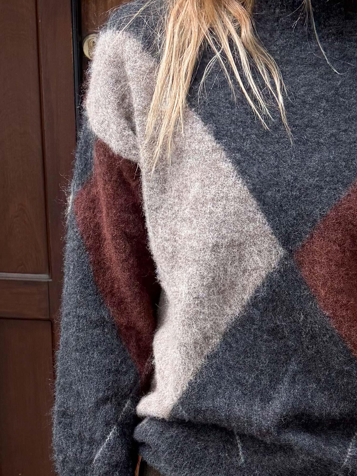 Kayne Argyle Sweater - Brown Melange Combo