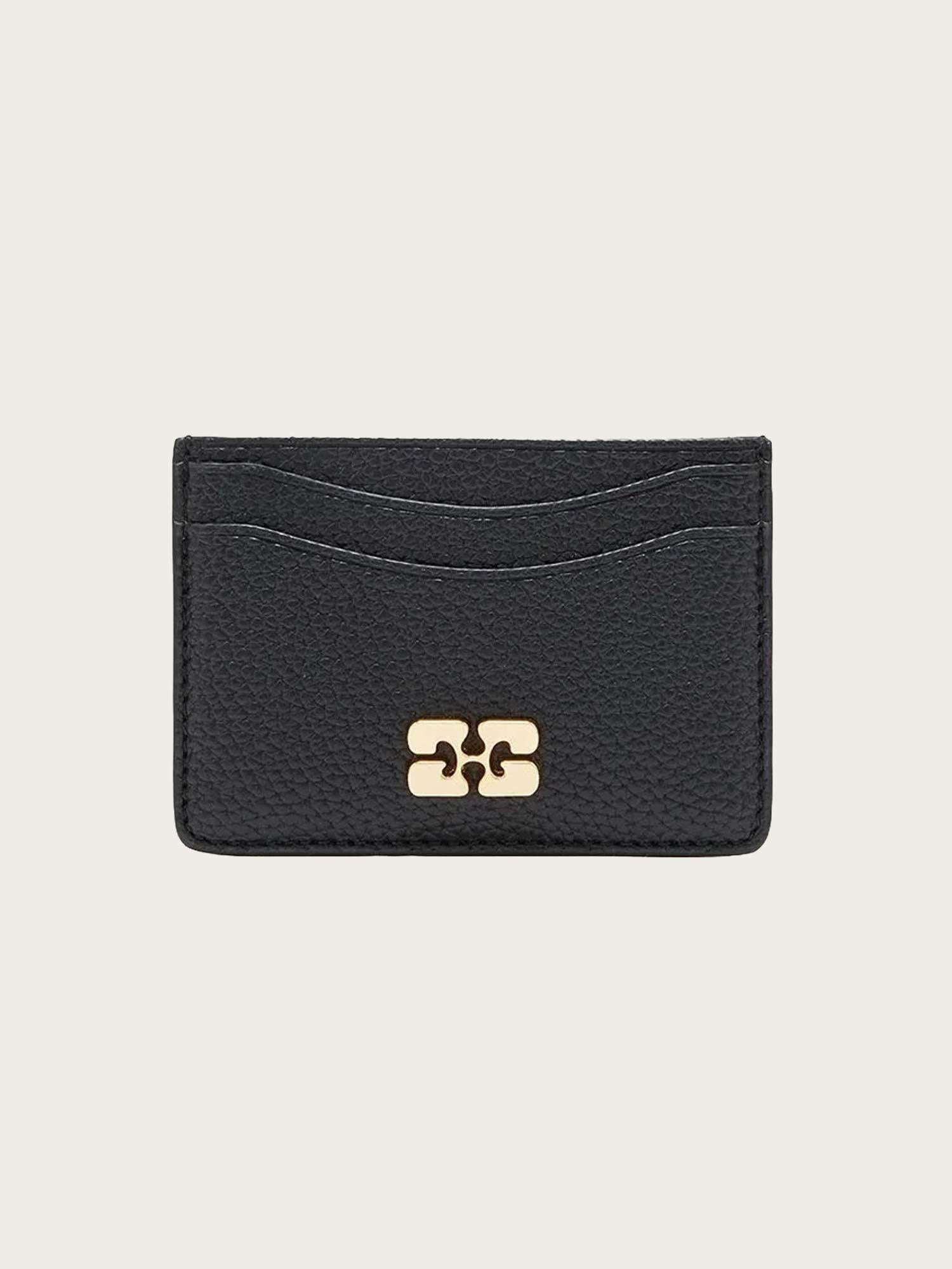 Ganni Bou Card Holder Grained Gold - Black