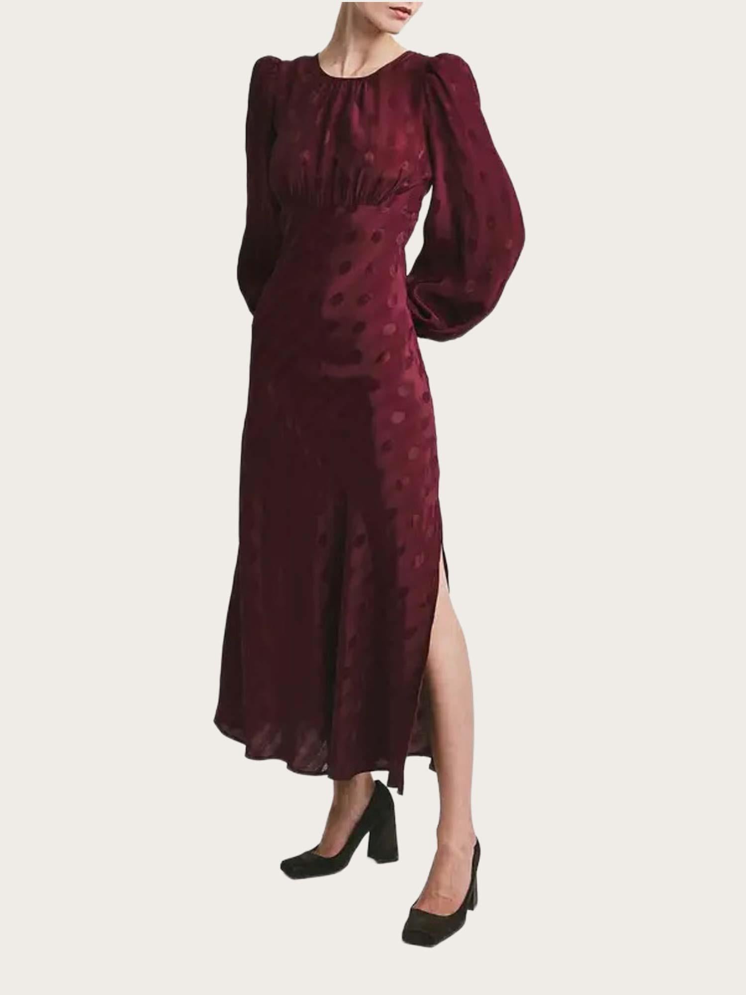 Viscose Midi Dress - burgundy
