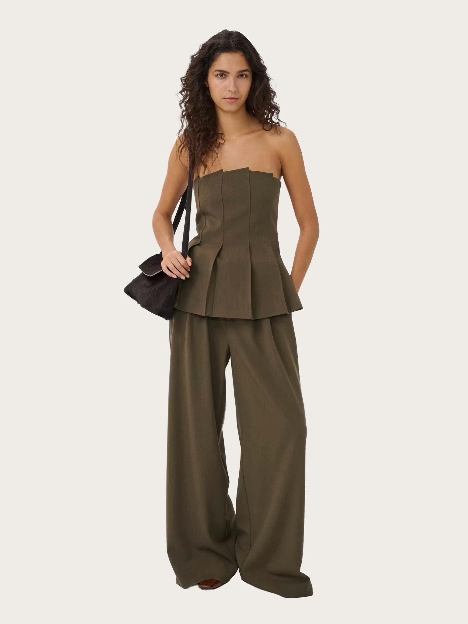 Stacy Pleat Corsage - Slate Black Melange