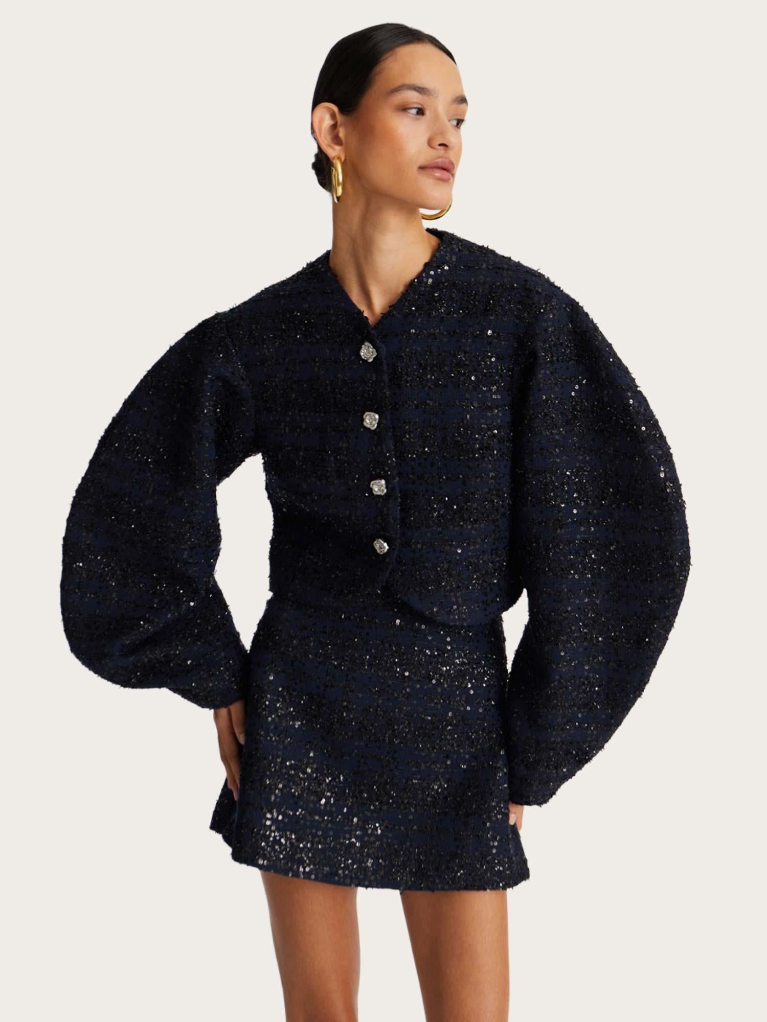 Boucle Short Jacket - Navy Blazer