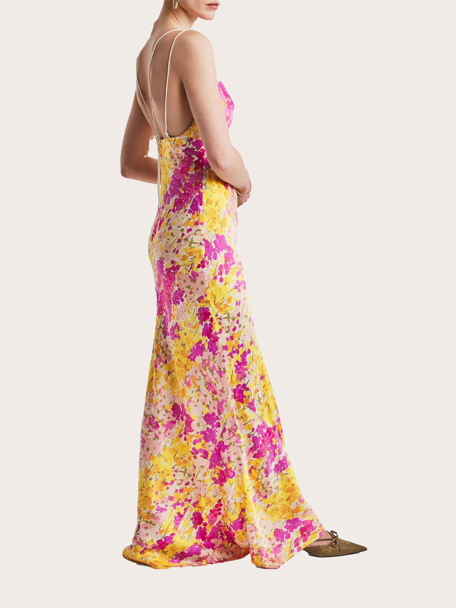 Satin Slip Dress - Poppy Flowers