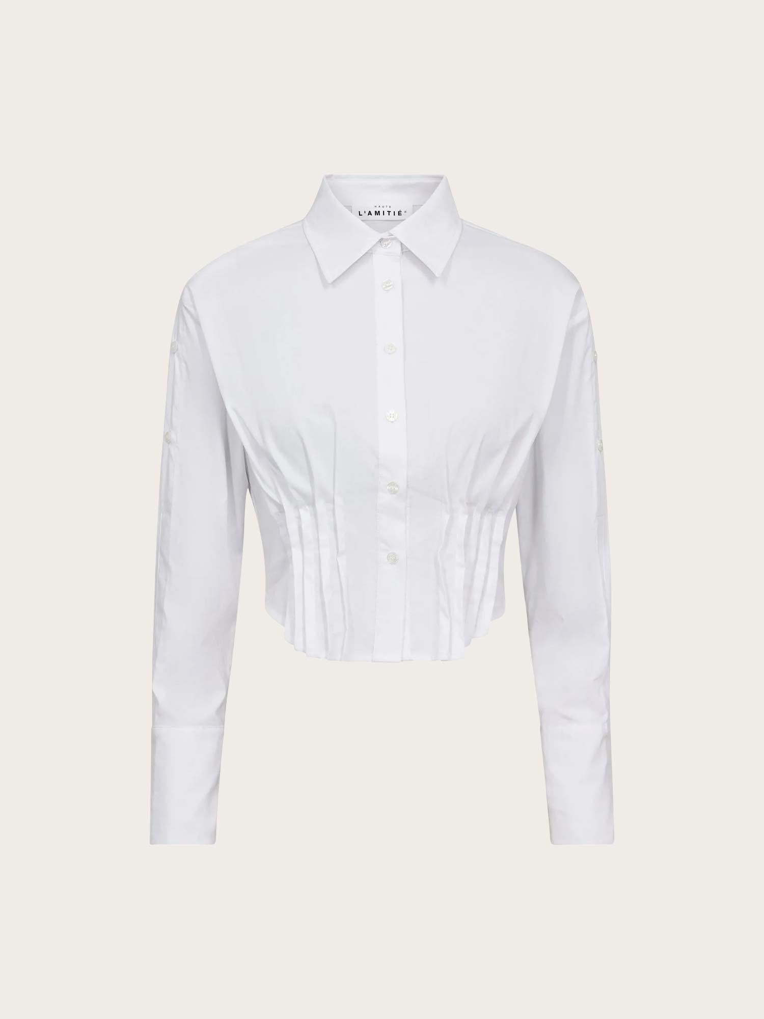 Bell Pleat Crop Shirt - White
