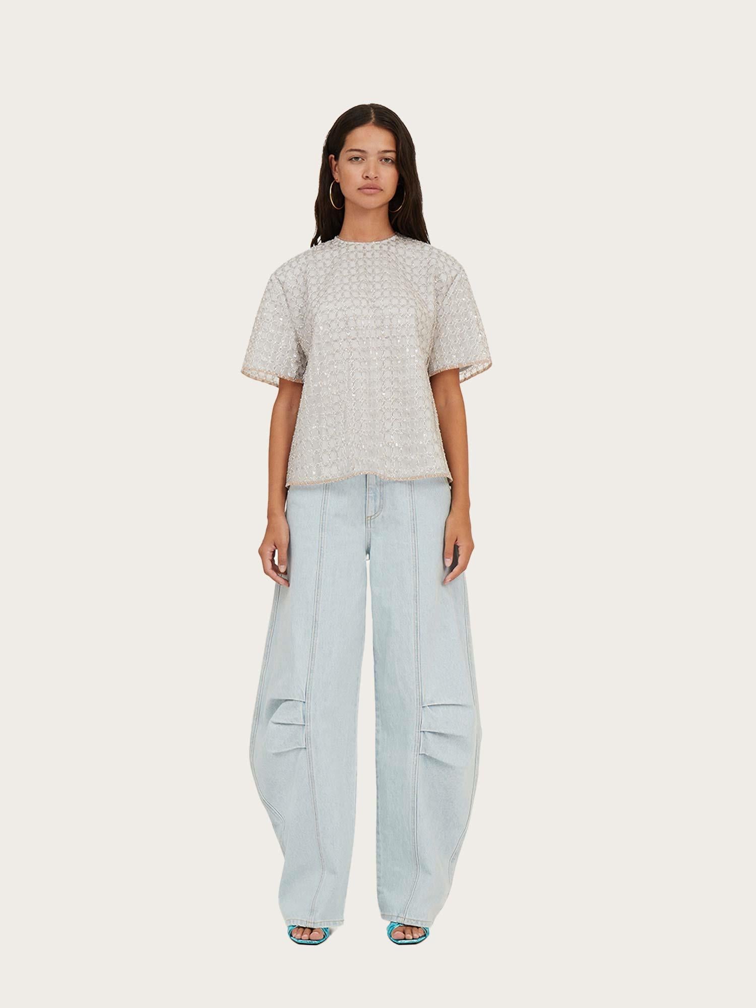Beaded Oversized Top - Doeskin