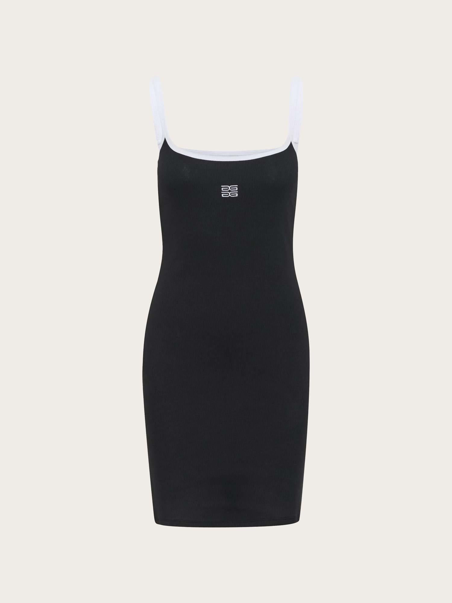 GZdrew Contrast Logo Strap Dress - Black
