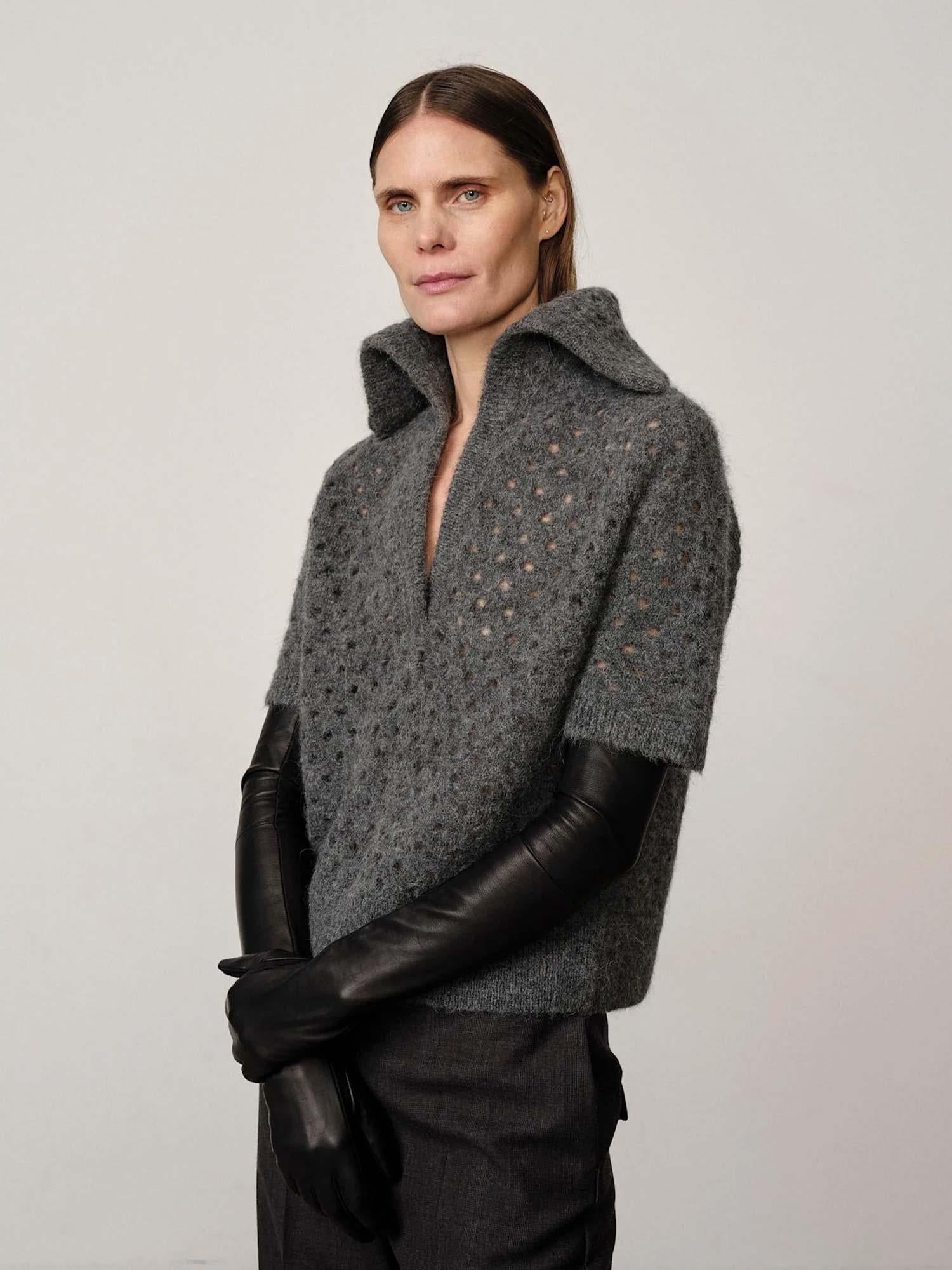 Bacon Knit Blouse - Grey