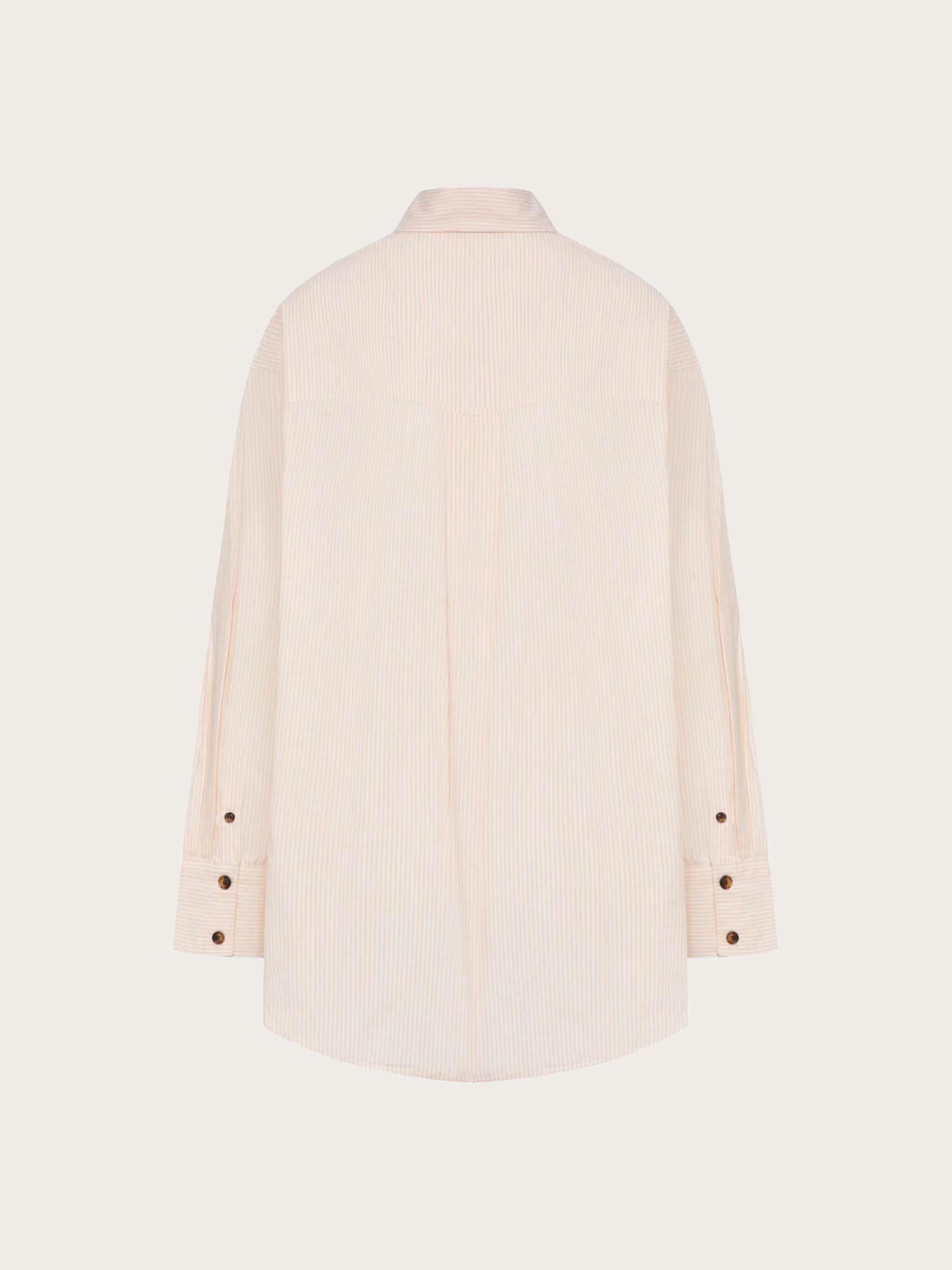 Stripe Cotton Oversized Shirt - Peach Parfait