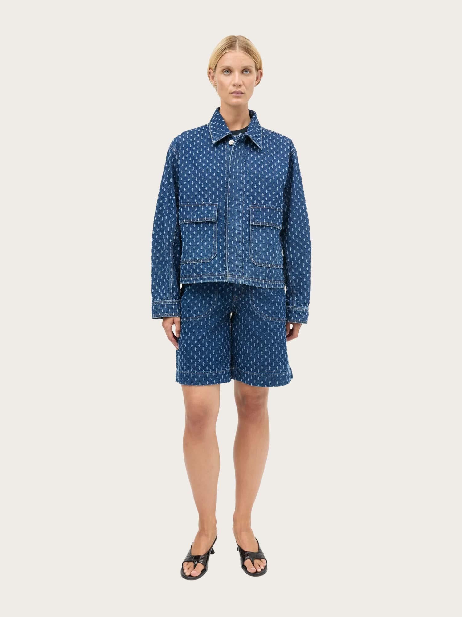 Distres Denim Solar Jacket - Mid Blue Denim