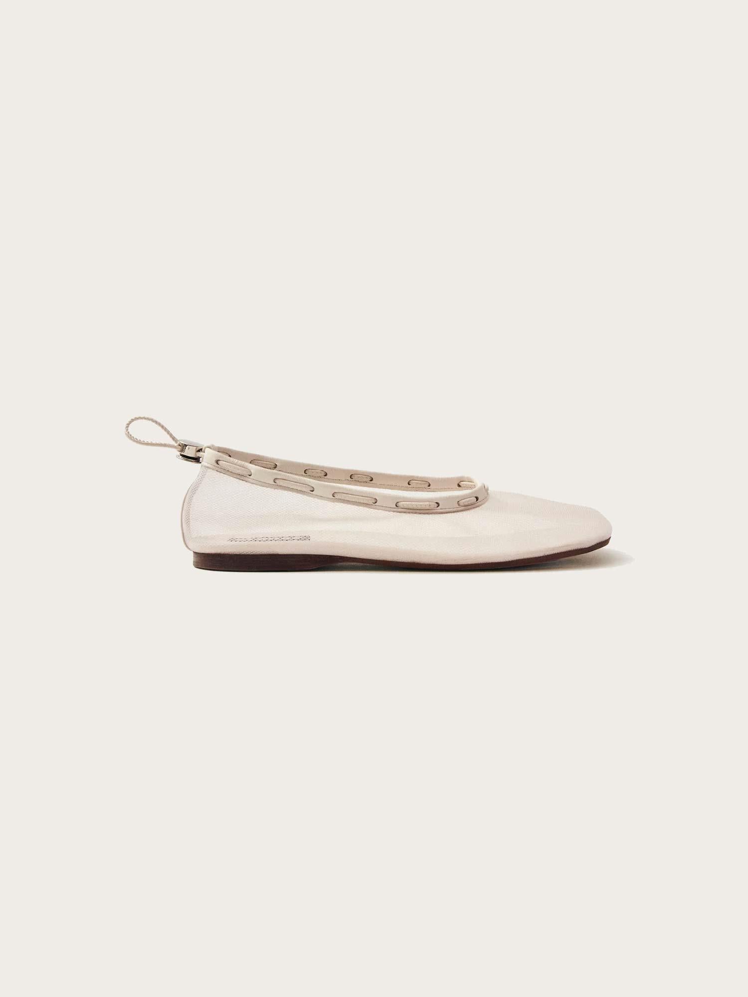 Gill Mesh White Ballet Flats