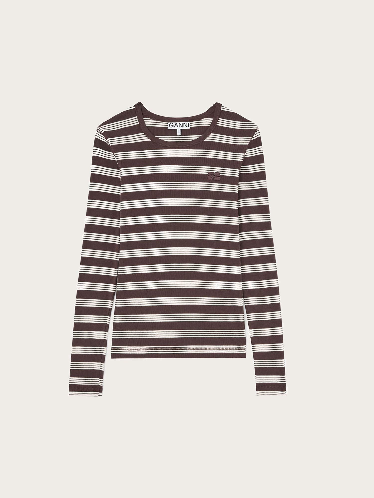 Soft Cotton Rib Longsleeve Top Stripe - Mole