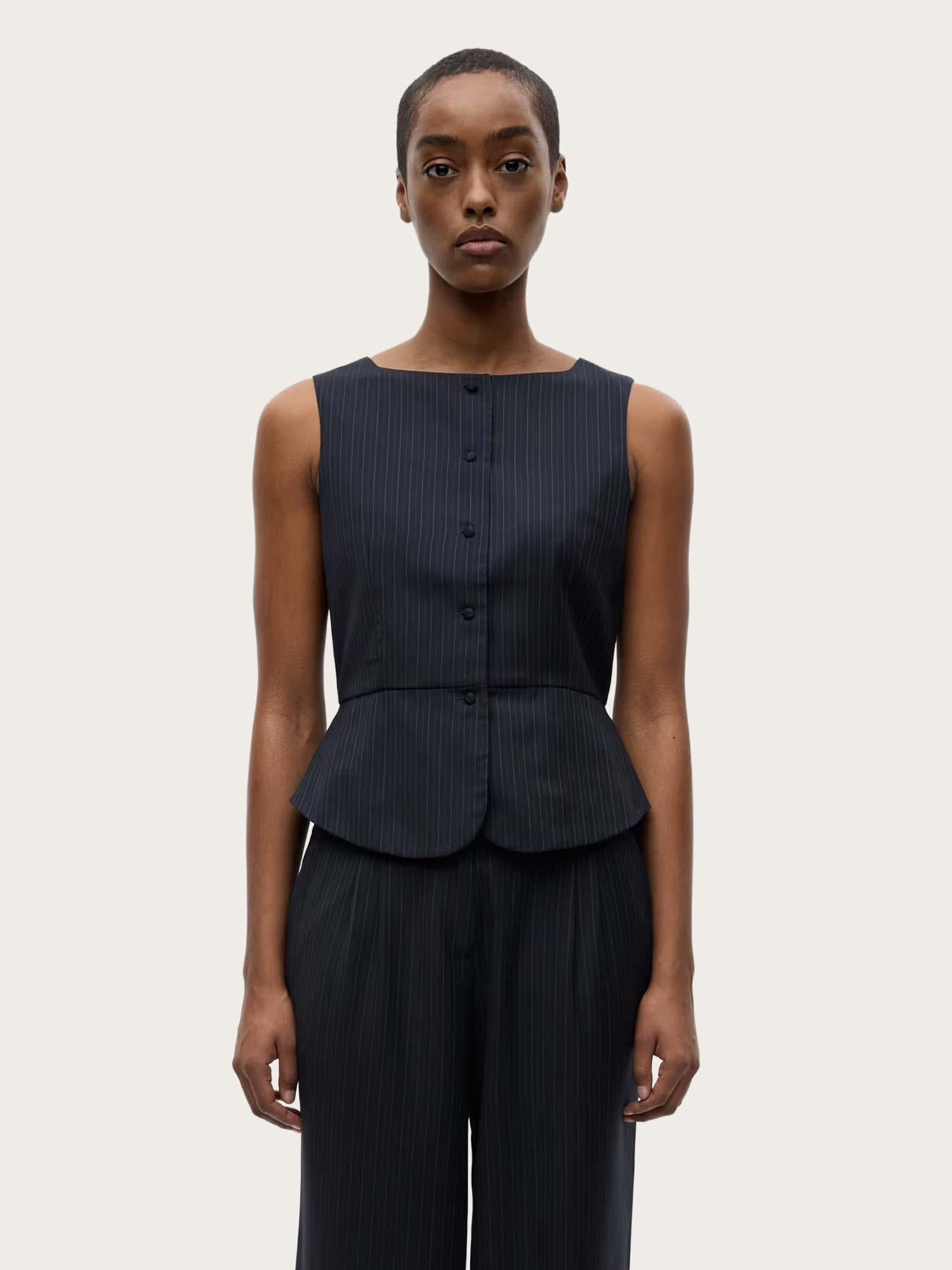 Enfresno Vest - Dark Navy Pinstripe