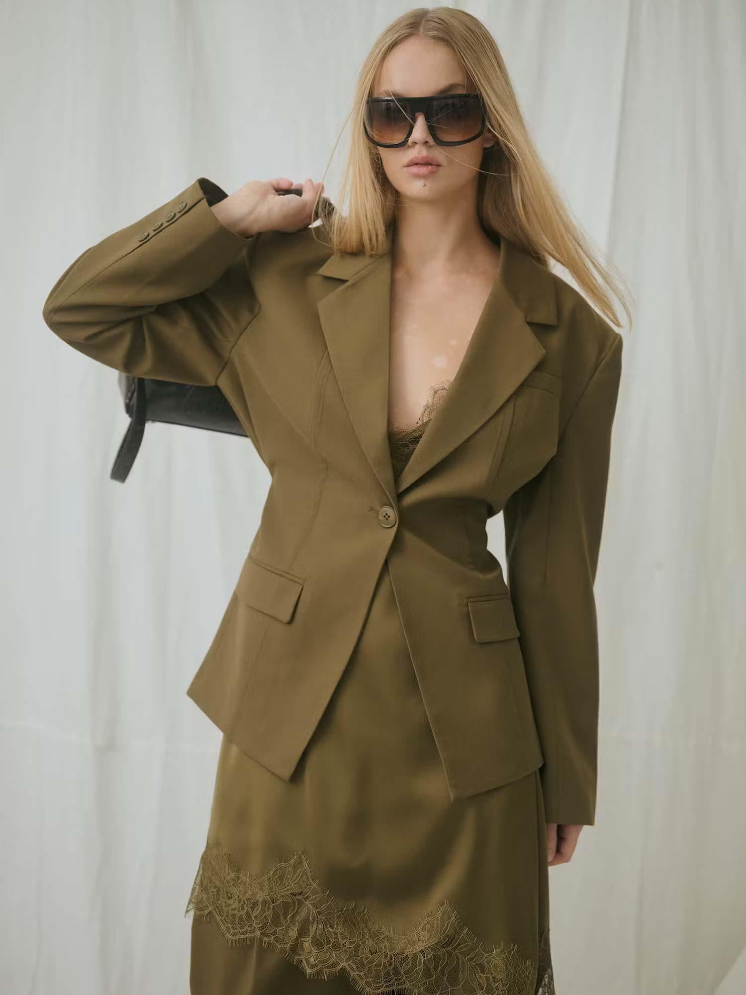 Olivia Blazer - Military Olive