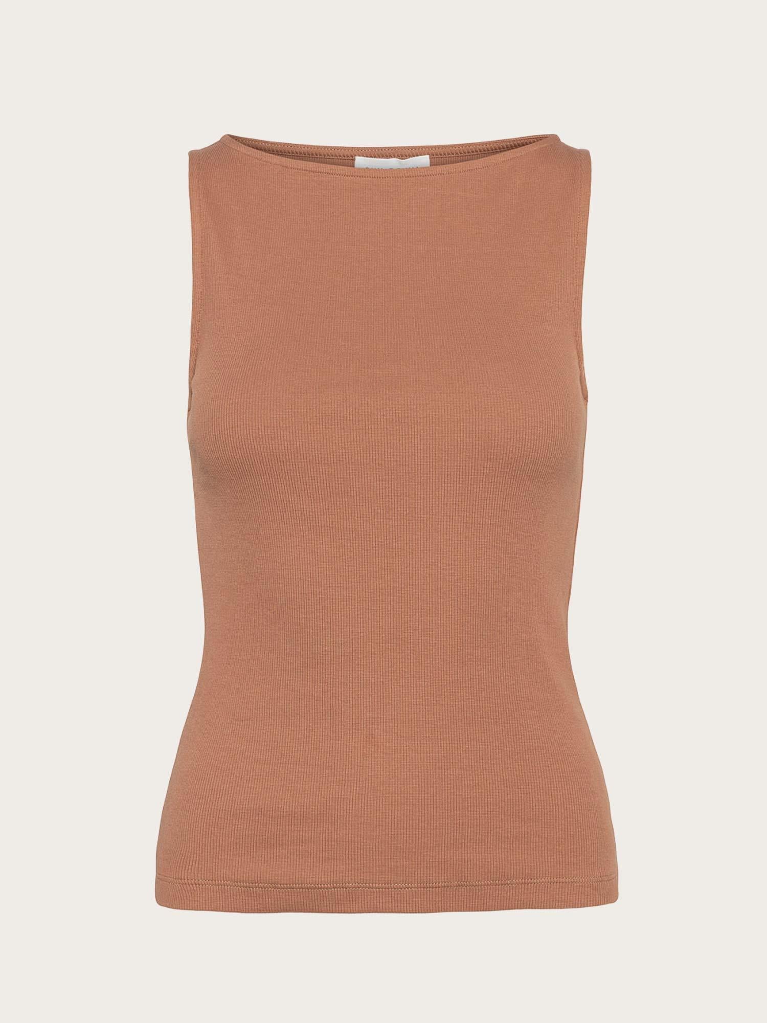 Peggy Rib Boatneck Top - Camel