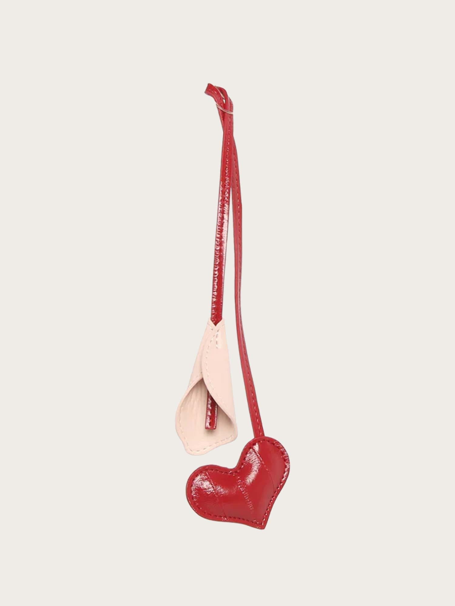 Flower-Heart Charm - Scarlet Red