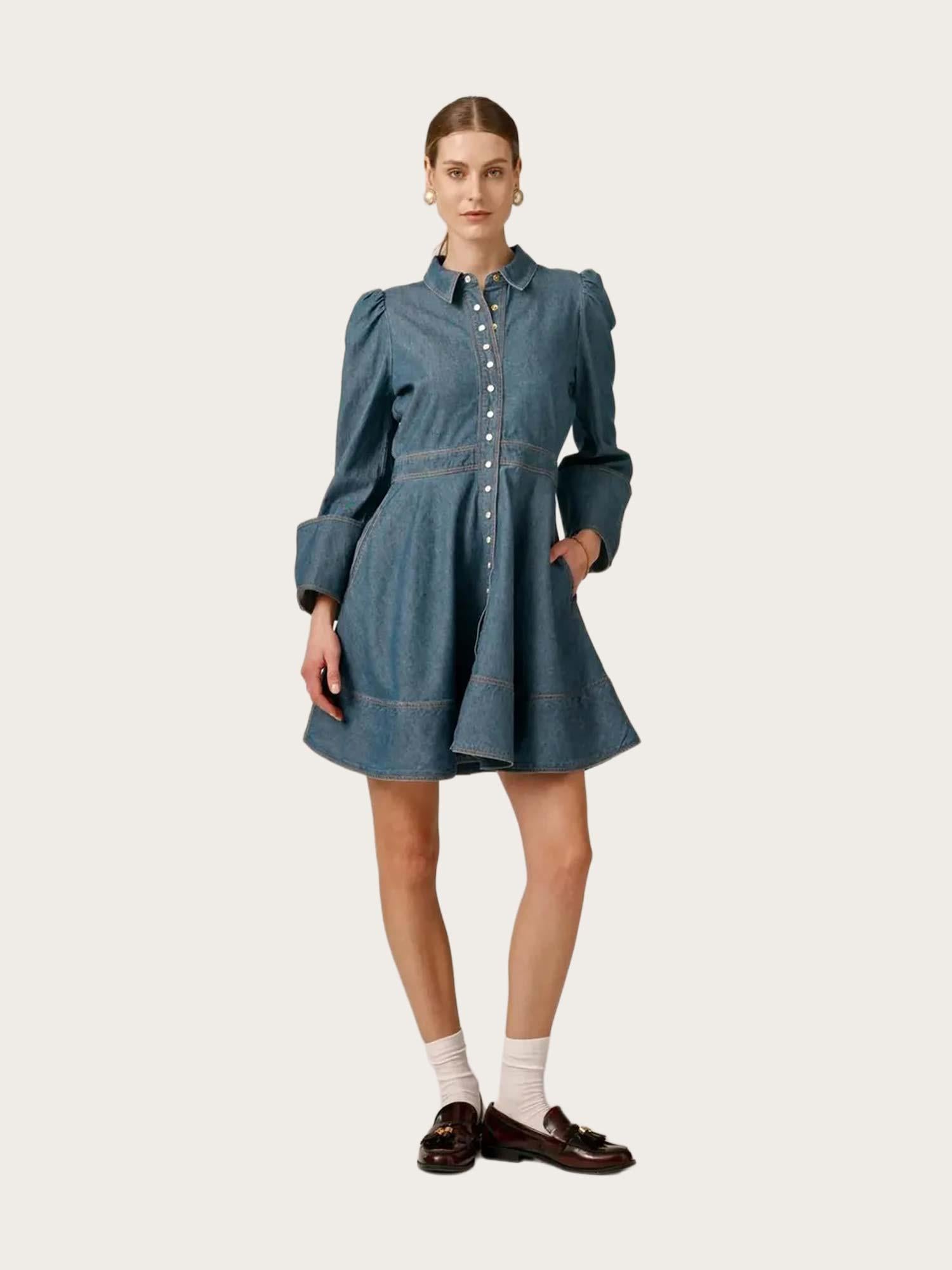 Denim Mini Dress - French Blue