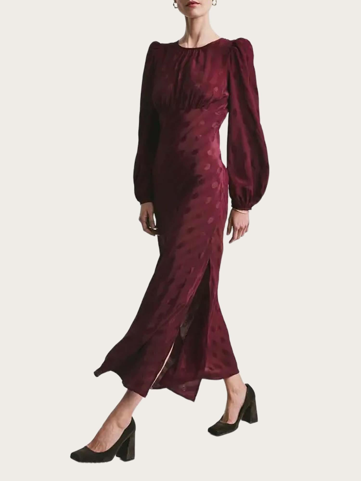 Viscose Midi Dress - burgundy