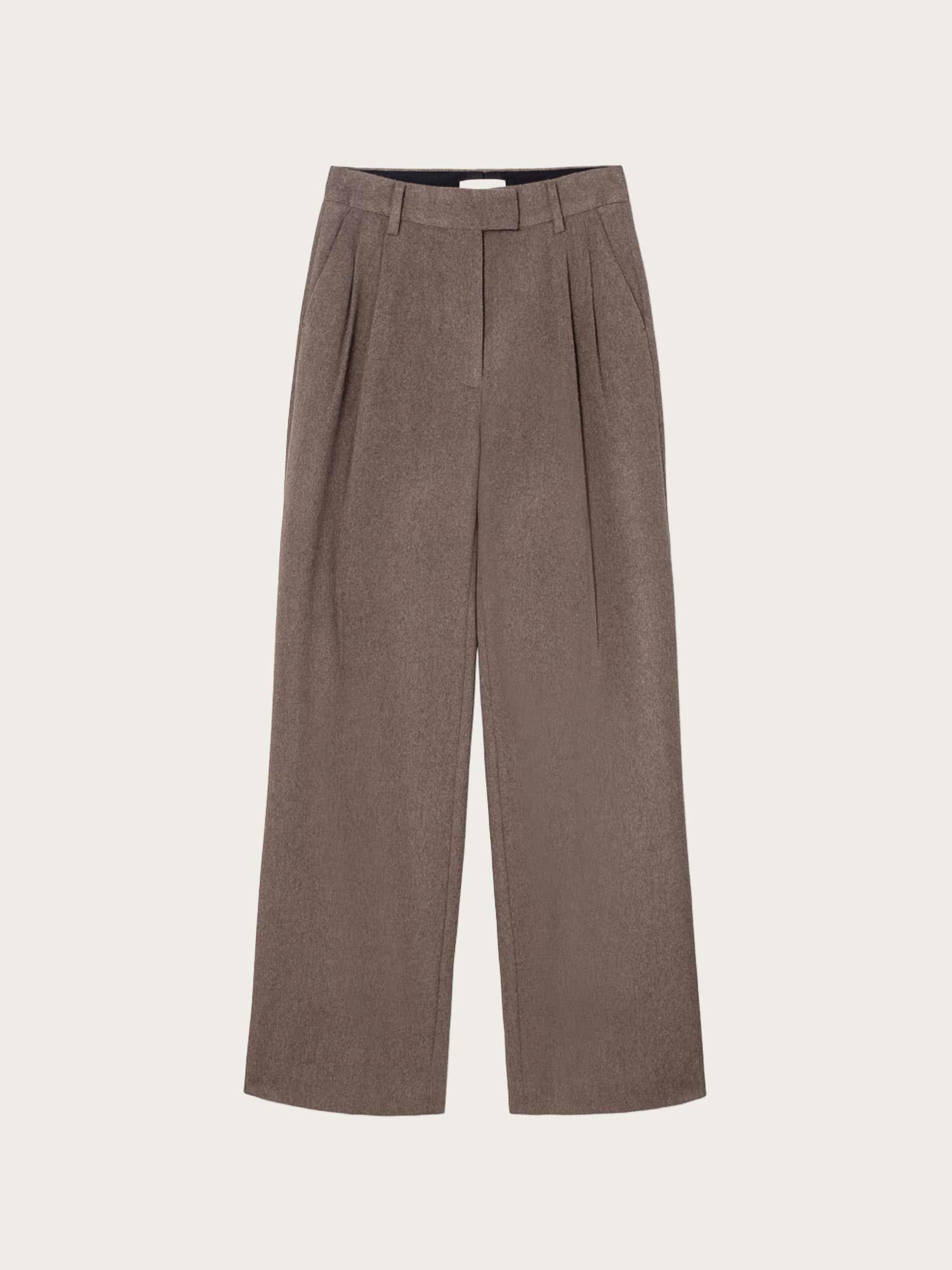Ava Wool Trousers - Dark Taupe Melange