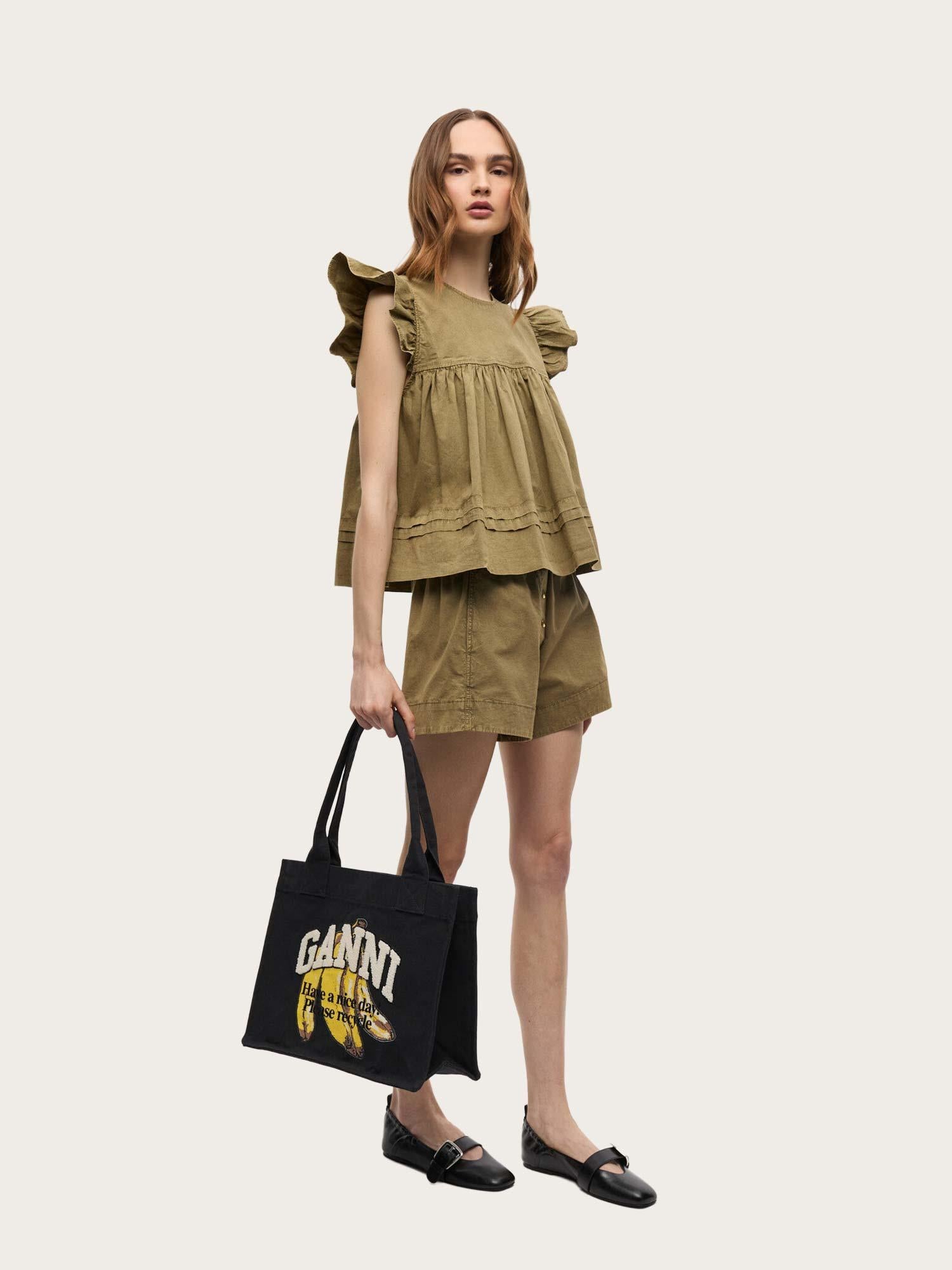 Large Easy Shopper Pocket Banana Print - Black