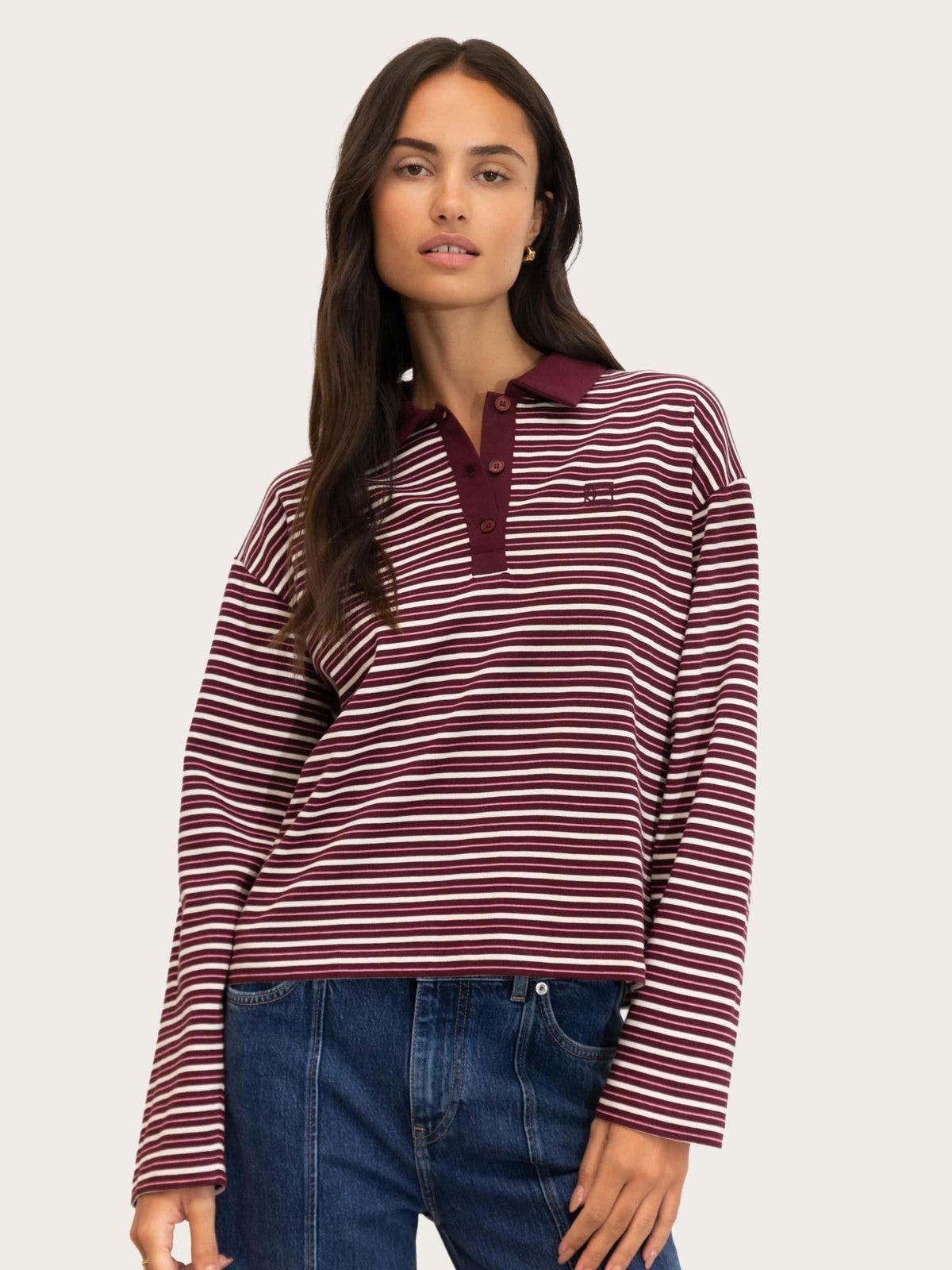 Elmer Polo Shirt - Deep Plum Stripe