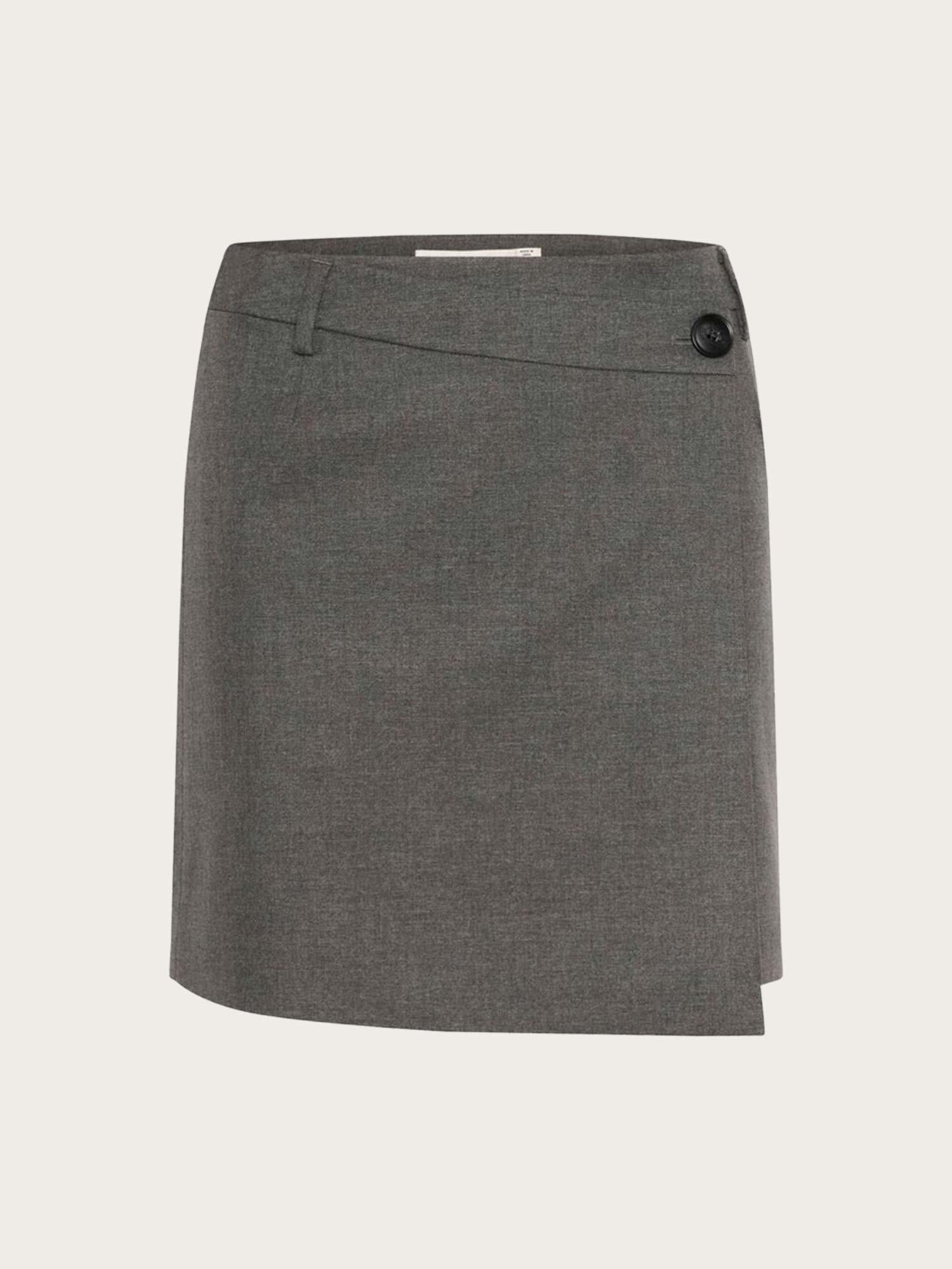 Paula mw Wrap Skirt - Dark Grey Melange