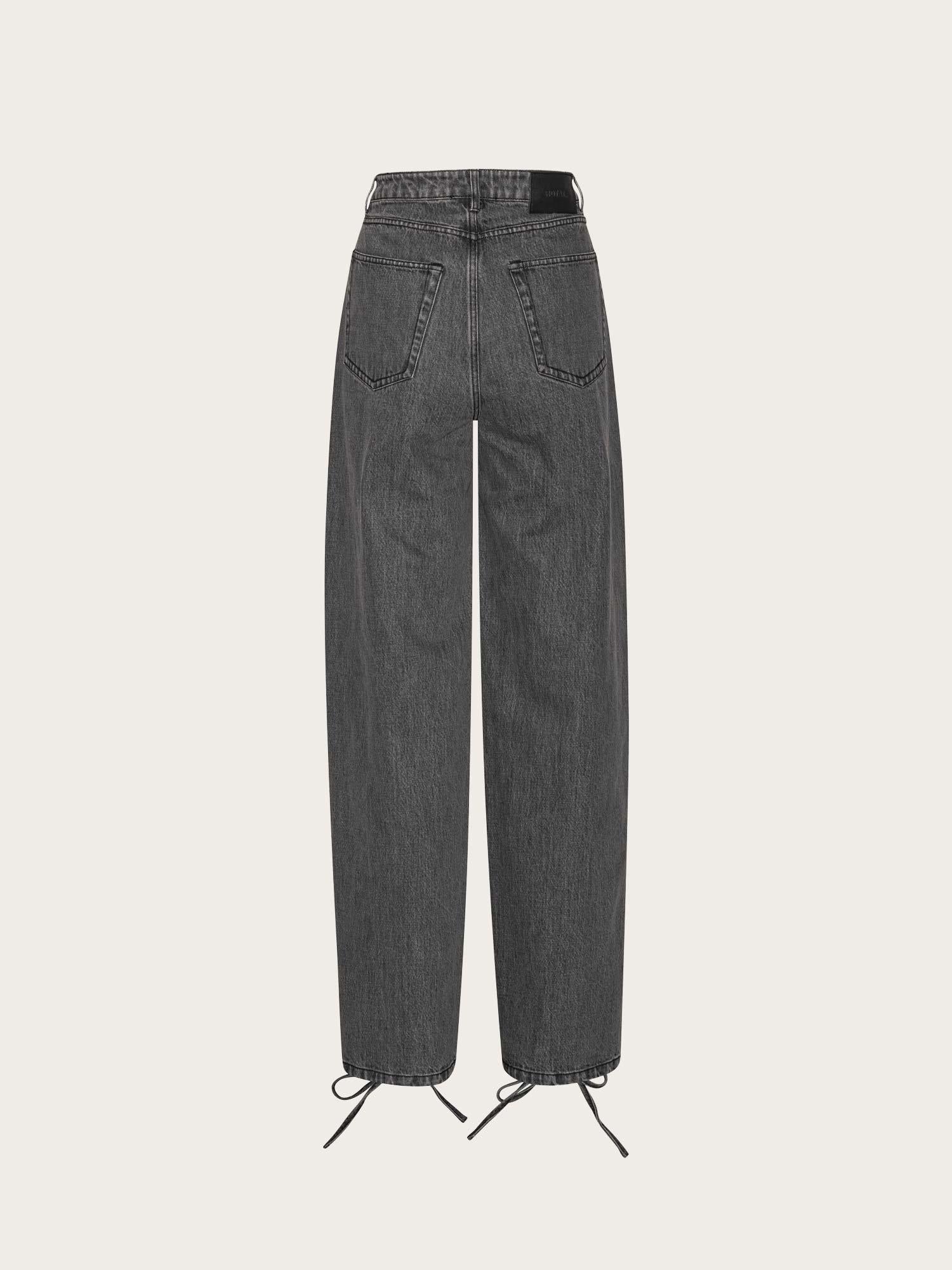 Denim Laced Leg Pants - Black