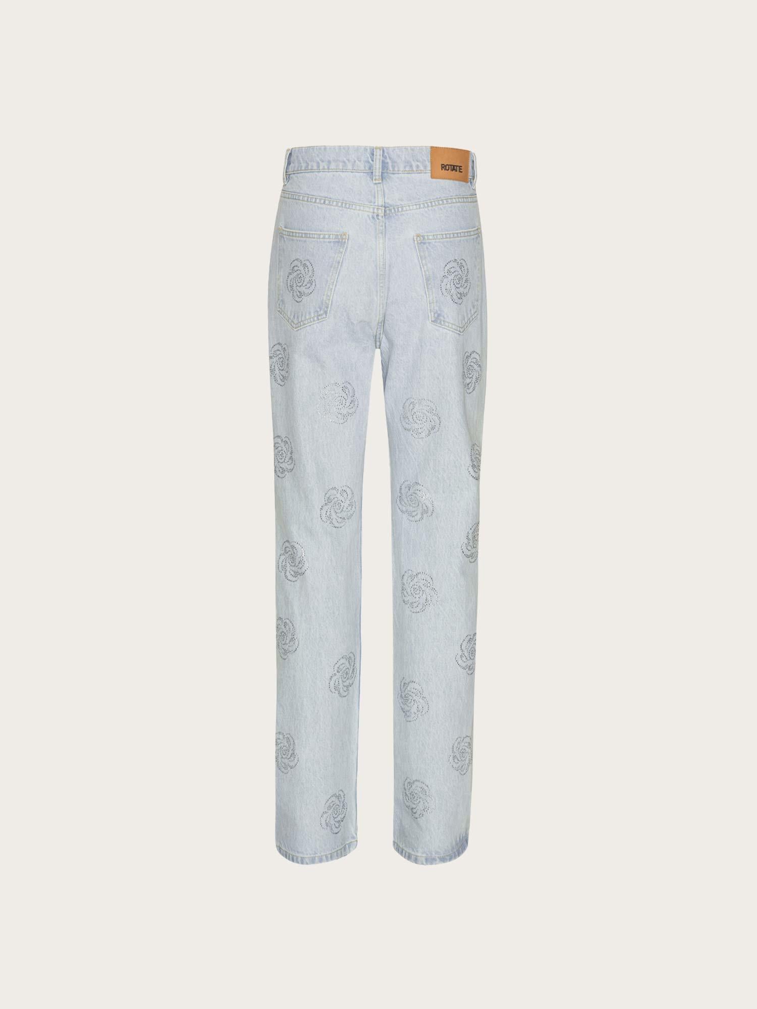 Washed Twill Stud Jeans - Light Blue Denim