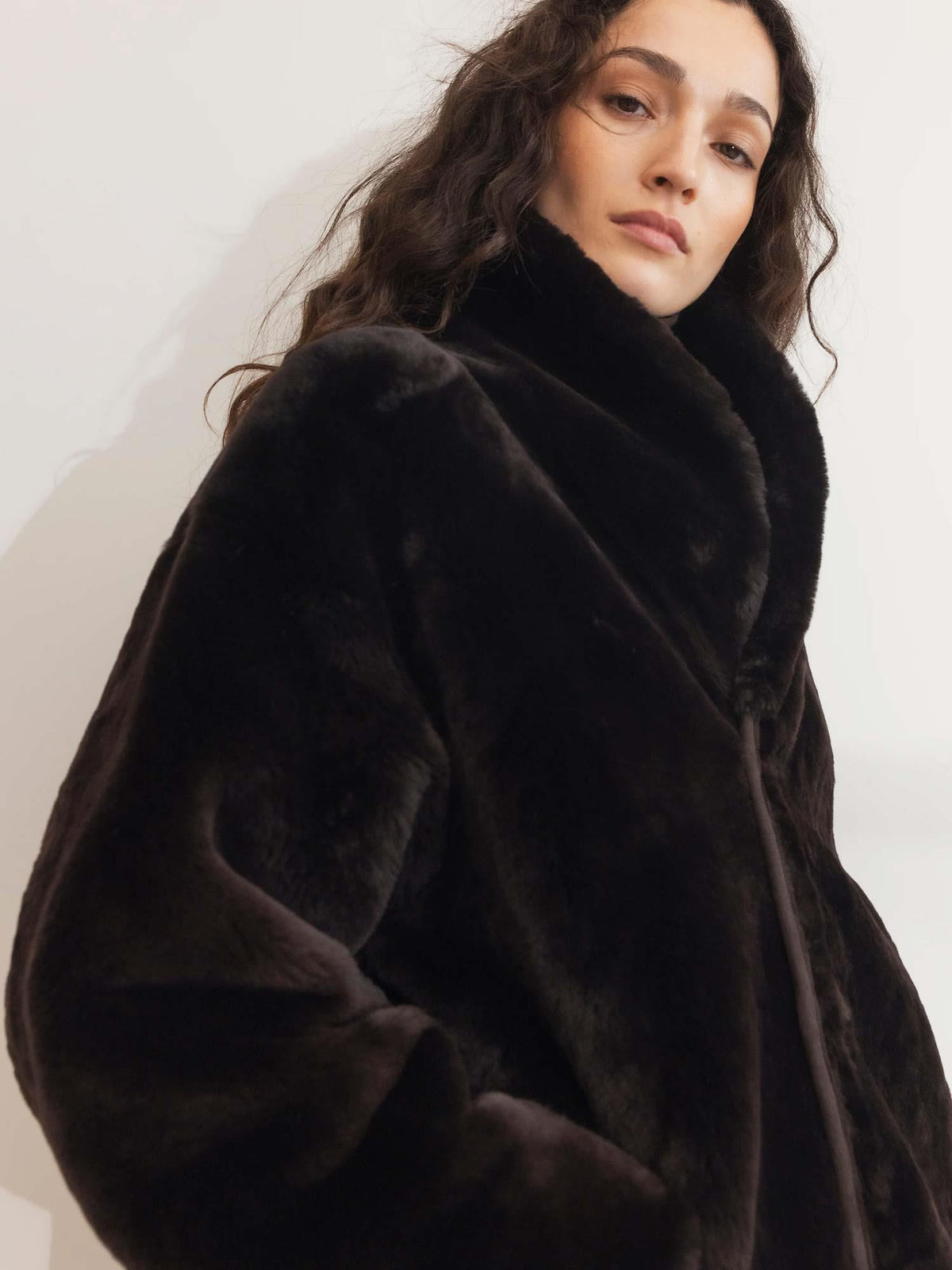 Luna Shearling Jacket - Dark Brown Suede