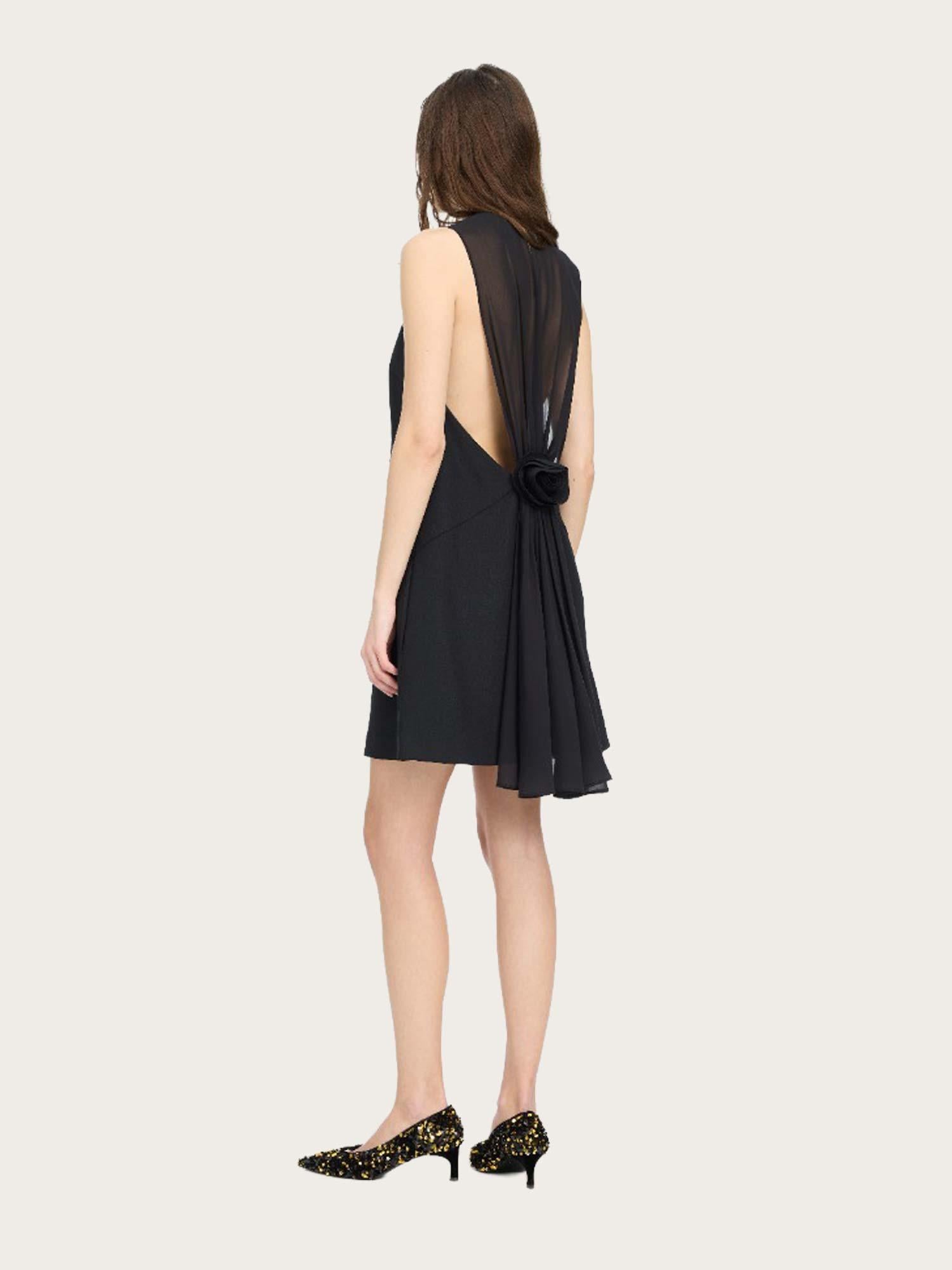 Crepe Mini A-Line Dress - Black