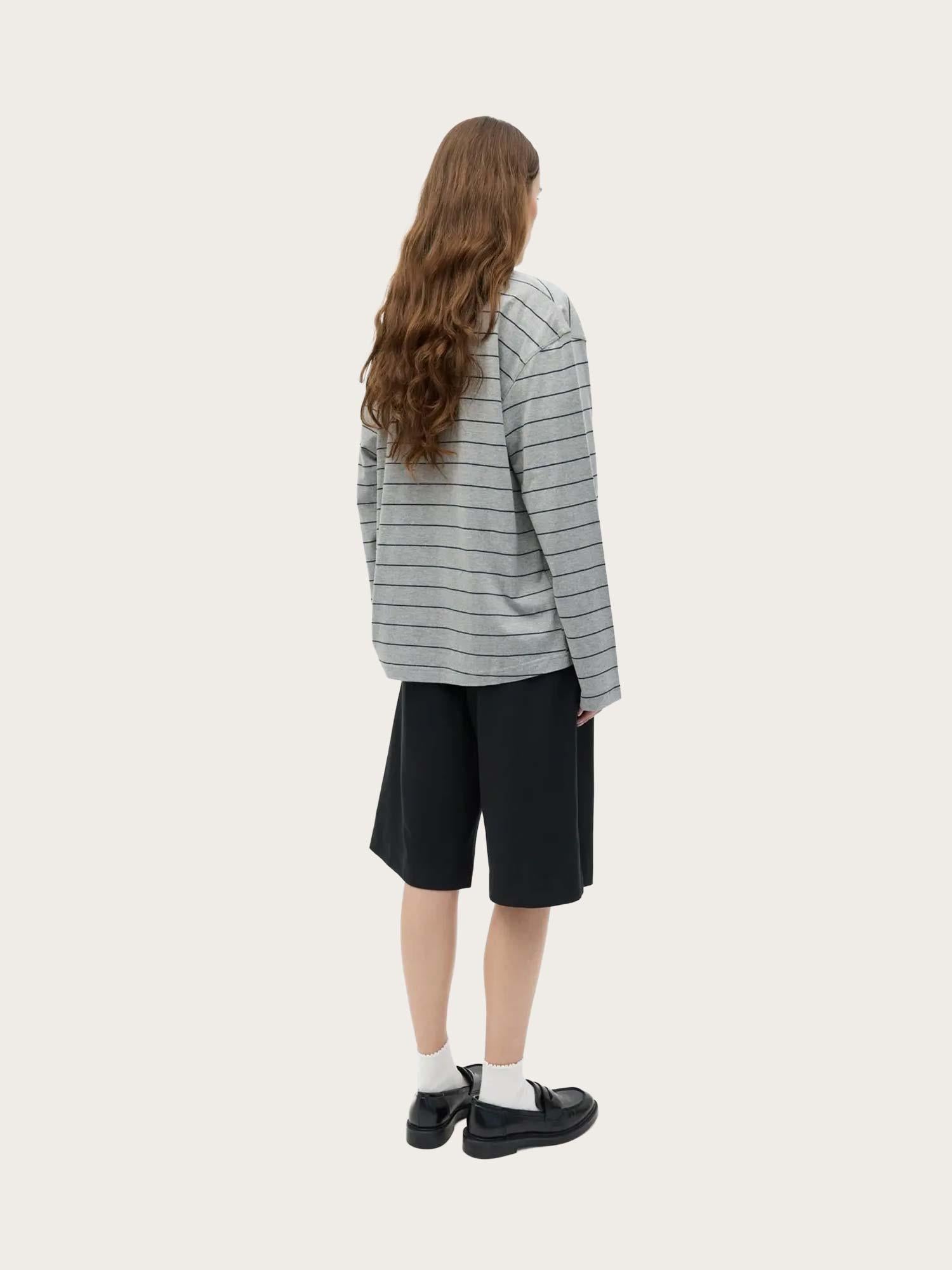 Enkulla LS O-N Tee Str - Grey/Navy Stripe
