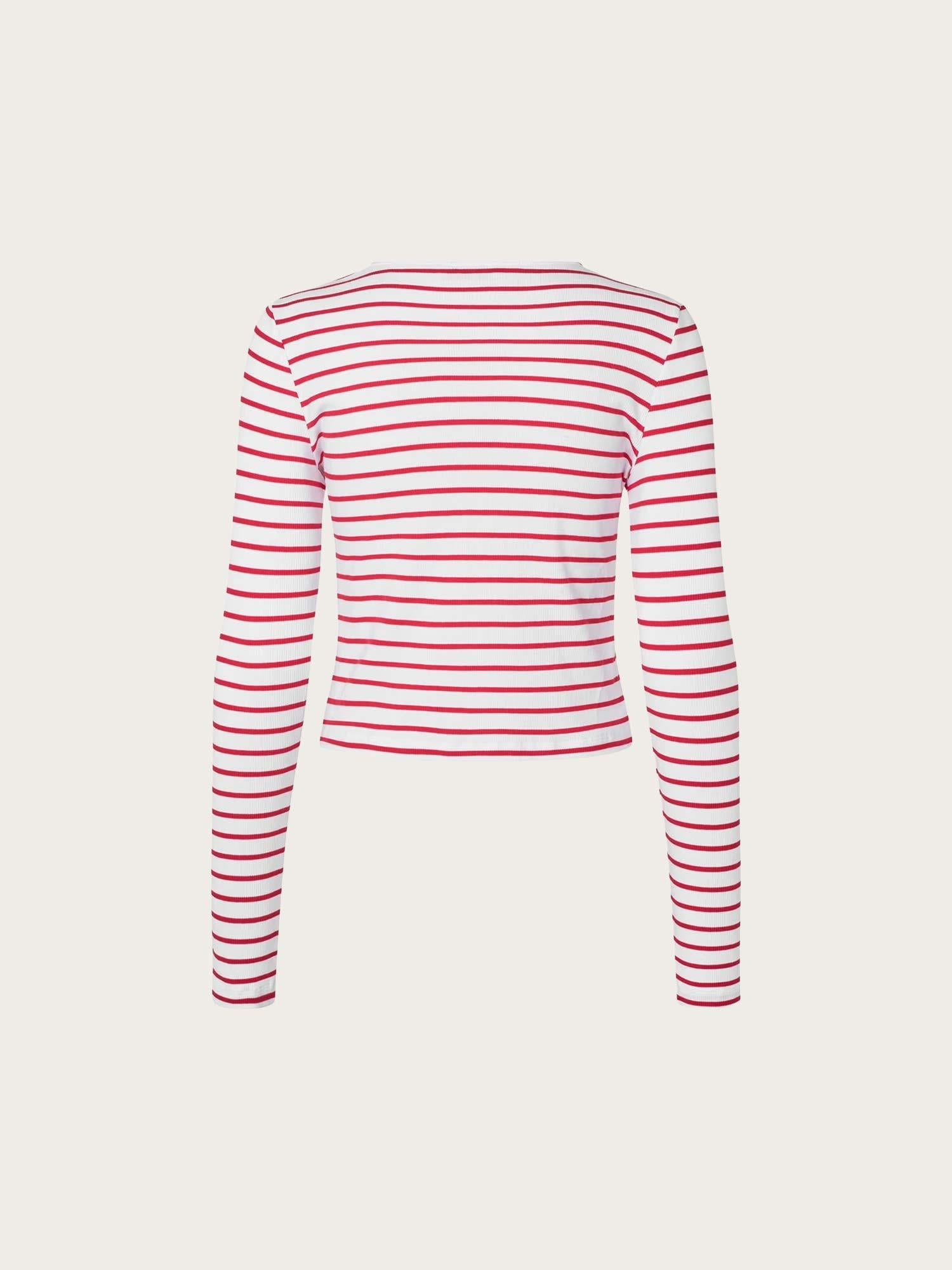 Enally LS O-N Cardigan ST - Salsa White Stripe