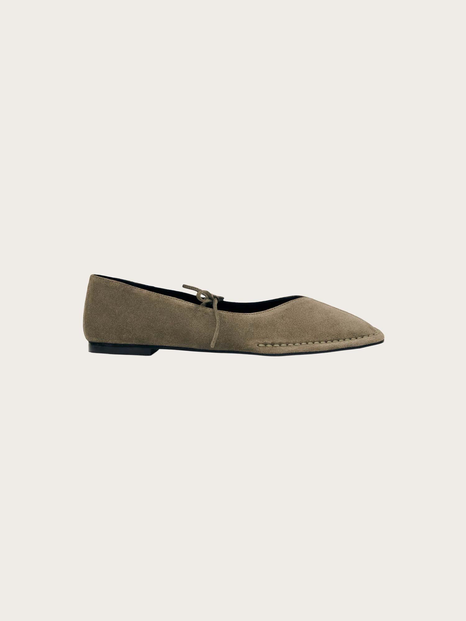 Sway Suede Khaki Leather Ballet Flats