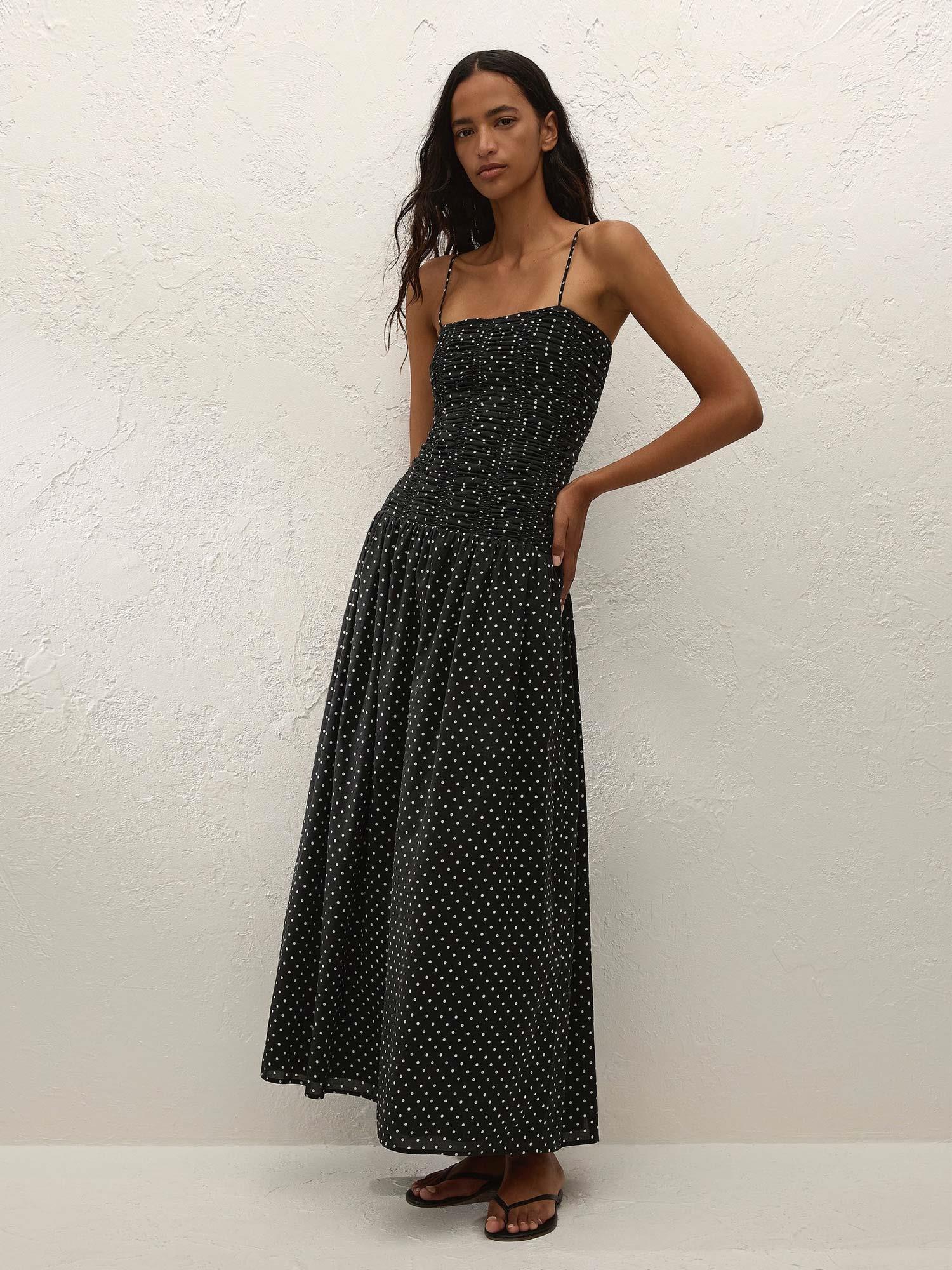 Mira Maxi Dress - Lola Polka Dot Black/Offwhite