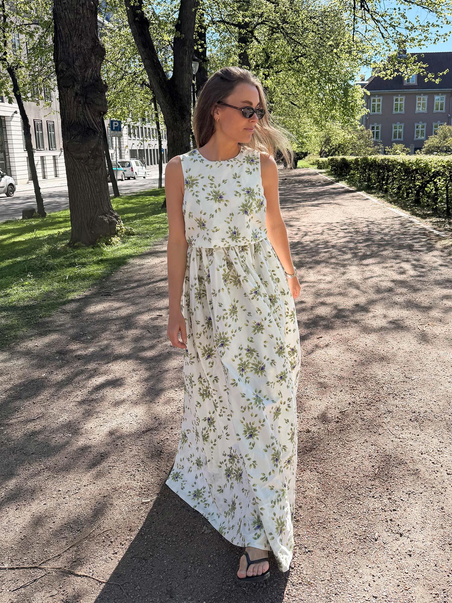 Cotton Taffeta Maxi Dress - Petals