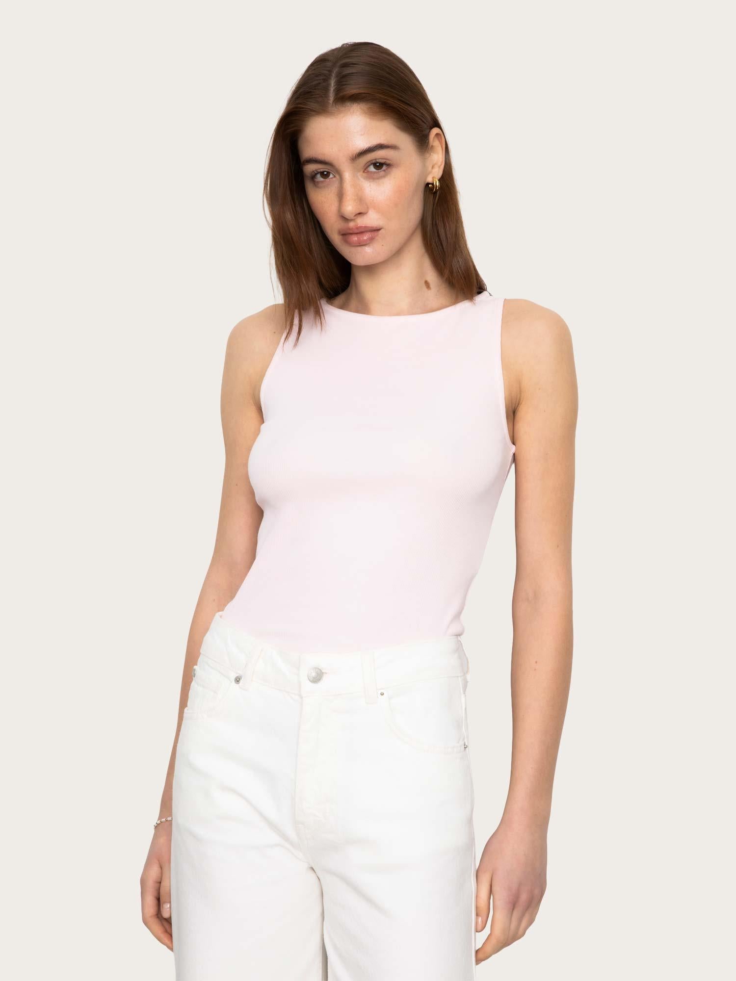 Peggy Rib Boatneck Top - Light Pink