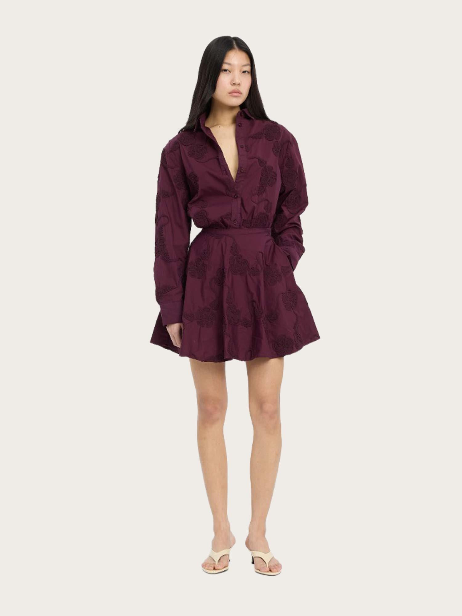 Flower Oversized Shirt - Zinfandel