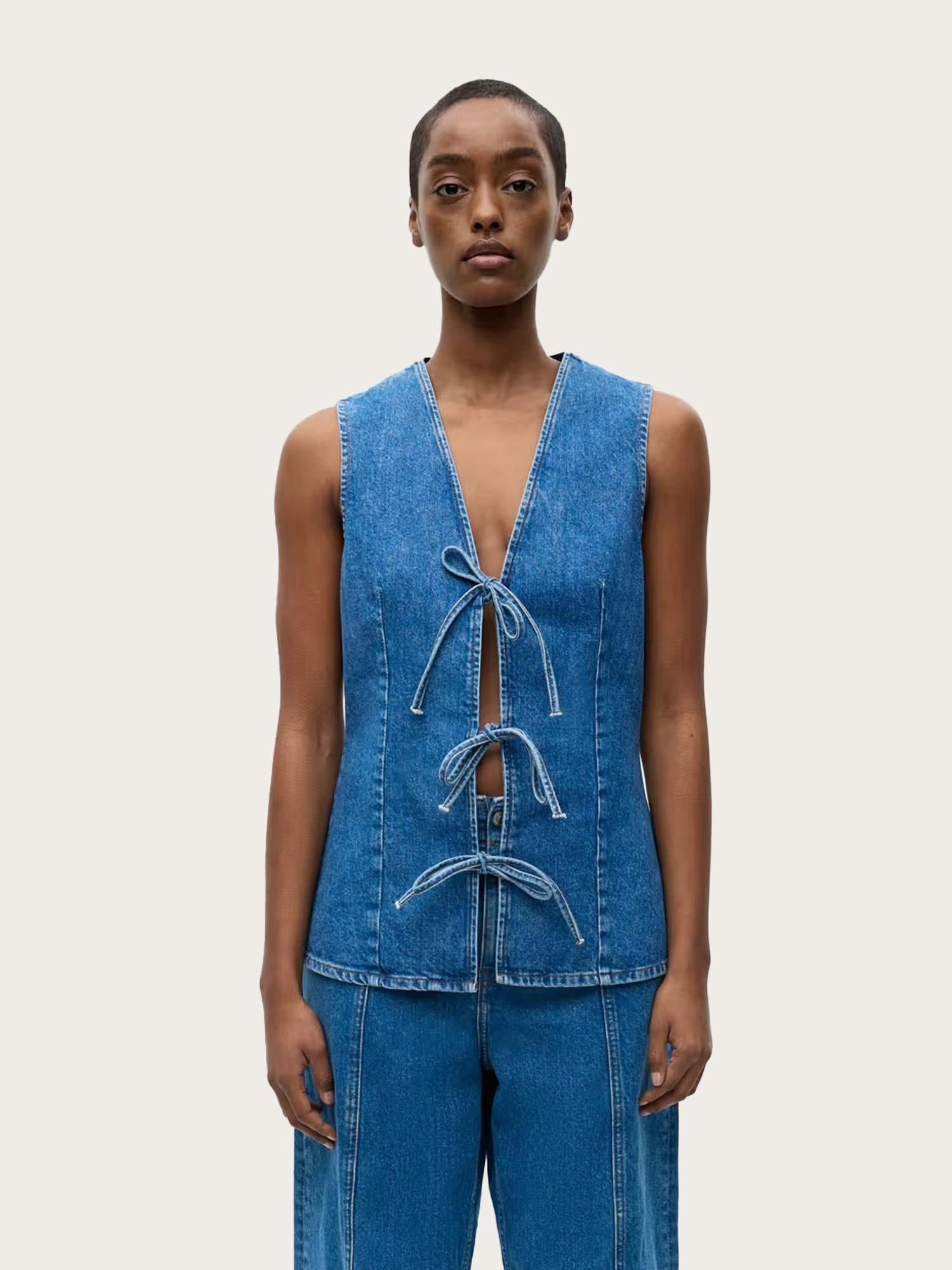 Enatenna Denim Vest - Worn Dark Blue