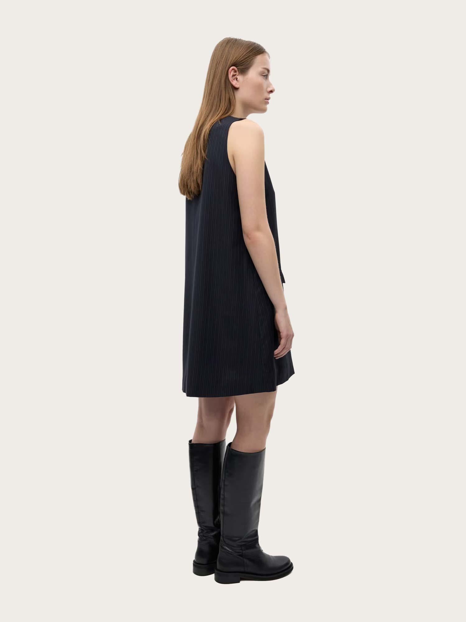 Enwood Pocket Dress - Dark Navy Pinstripe